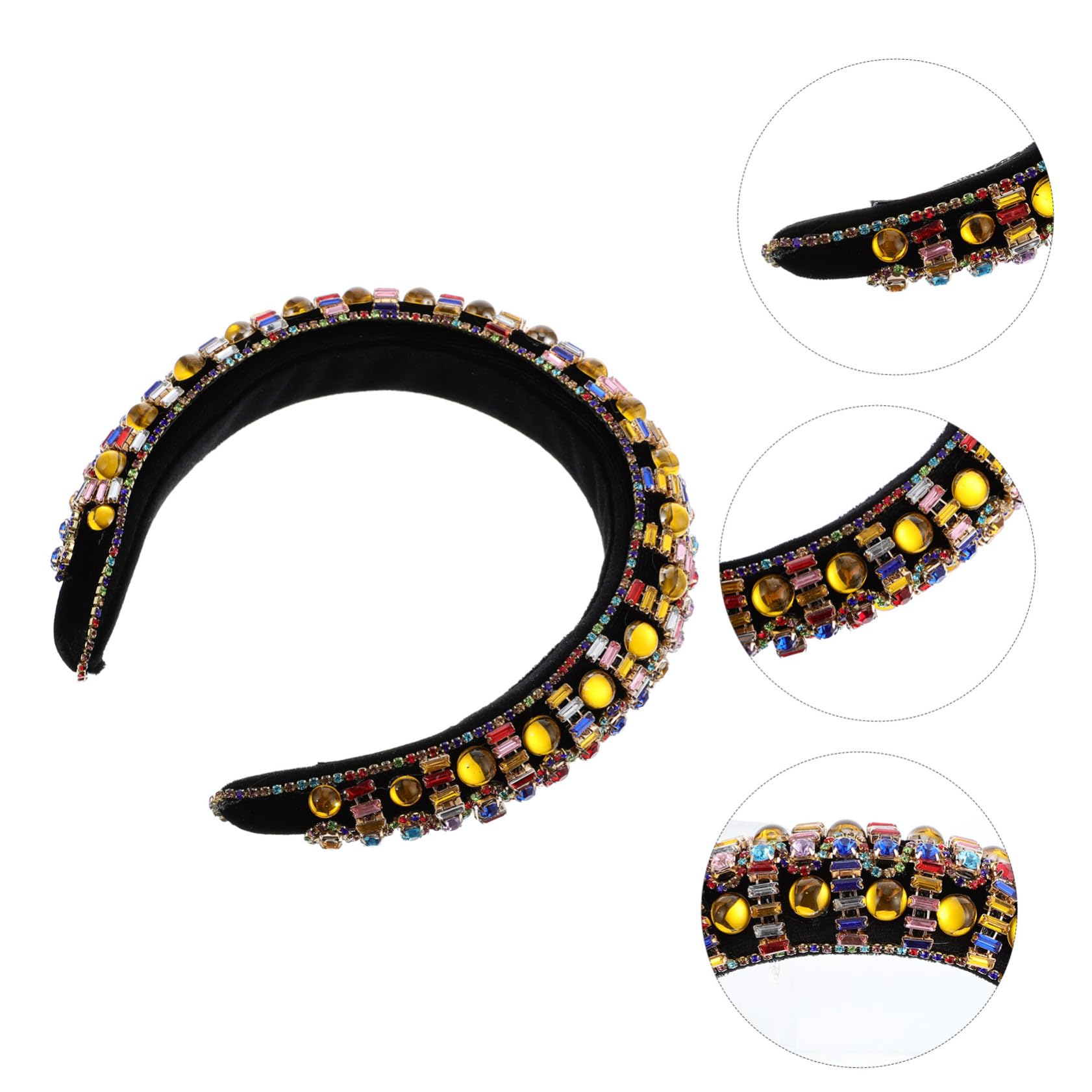 Gatuida Diadema Ancha Piedras Brillantes para Mujer Vintage Gemas de Imitación Accesorio Cabello Adecuado para Uso Diario y Ocasiones Obsequios