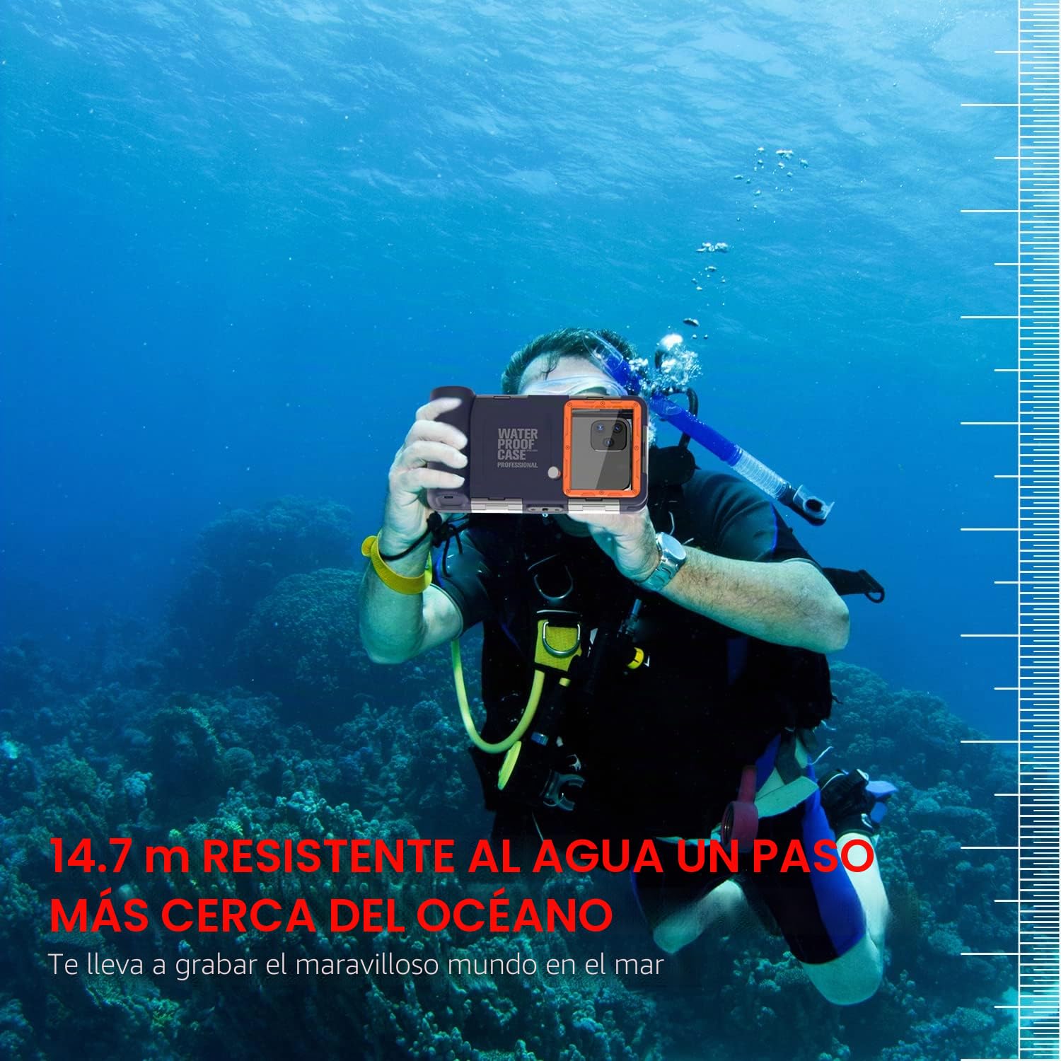 ShellBox Case Funda de buceo de 2ª generación para iPhone 16 Pro Max/16 Pro/16 Plus/16/15 Pro Max/Samsung Galaxy Series, teléfonos universales [4.9-6.9 pulgadas], esnórquel [15 m/50 pies] protector de