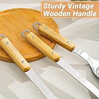 Vista 4 de FJNATINH Wok - Juego de 3 utensilios de cocina de acero inoxidable con espátula y cucharón, juego de 3 utensilios de cocina