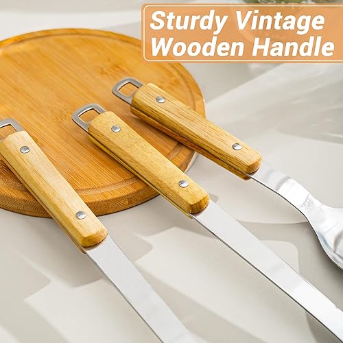 Miniatura 5 de FJNATINH Utensilios de cocina - Espátula, cucharón, cuchara espumadora, espátula ranurada - Juego de 4 utensilios de wok de acero inoxidable para