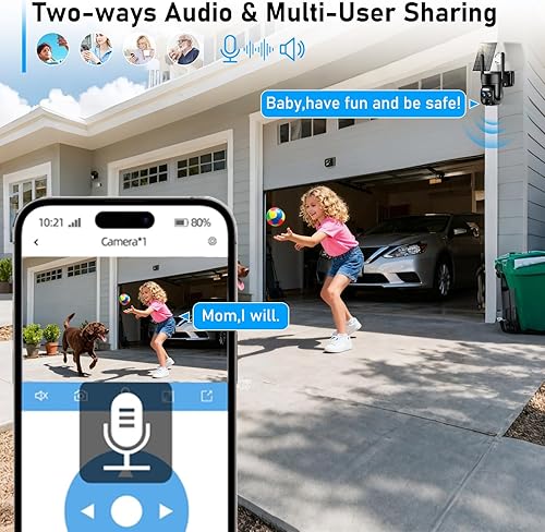 Miniatura 8 de Cámara de seguridad solar inalámbrica 8X Zoom 4K para exteriores, WiFi de 5 GHz2.4 GHz, cámara PTZ de 360  para el hogar con doble lente,