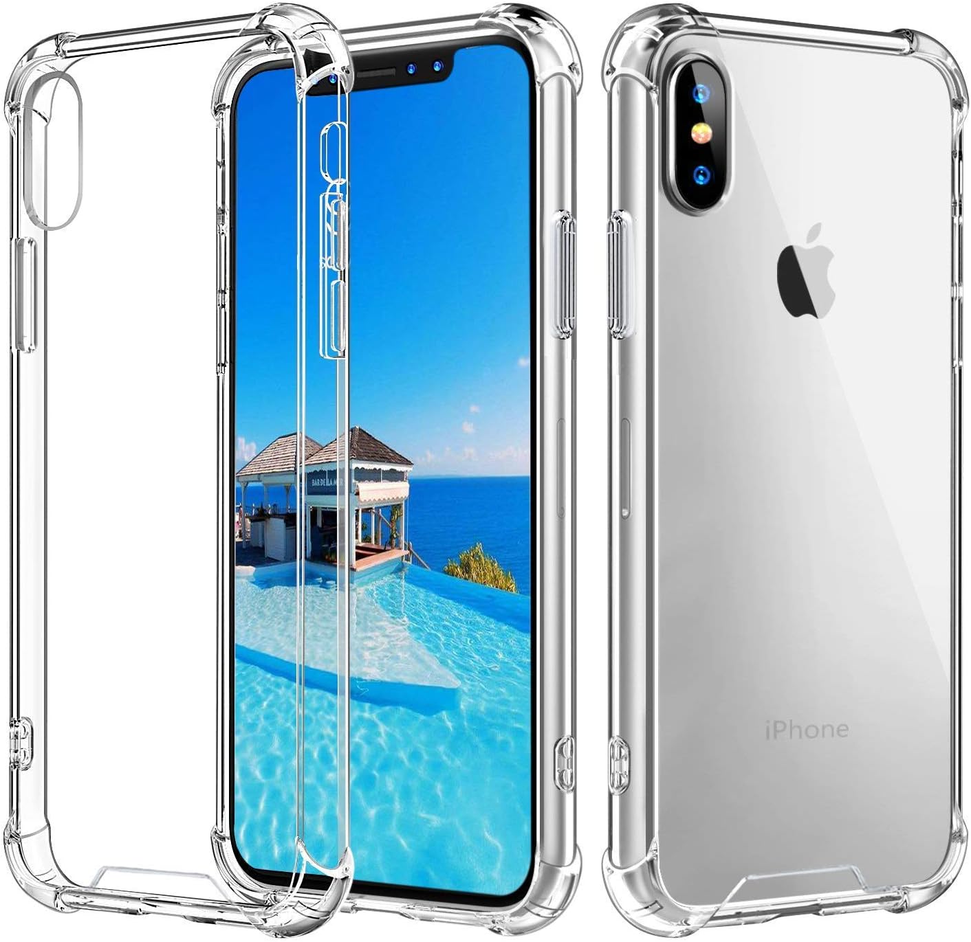 Vproof iPhone Xs Max Case, [Crystal Clear] Case Cover Slim Shock-Absorption with Corner Protective Bumper, Hard Clear PC Back Shell + Reinforced Soft TPU Frame for Apple iPhone Xs Max 6.5 Inch 2018