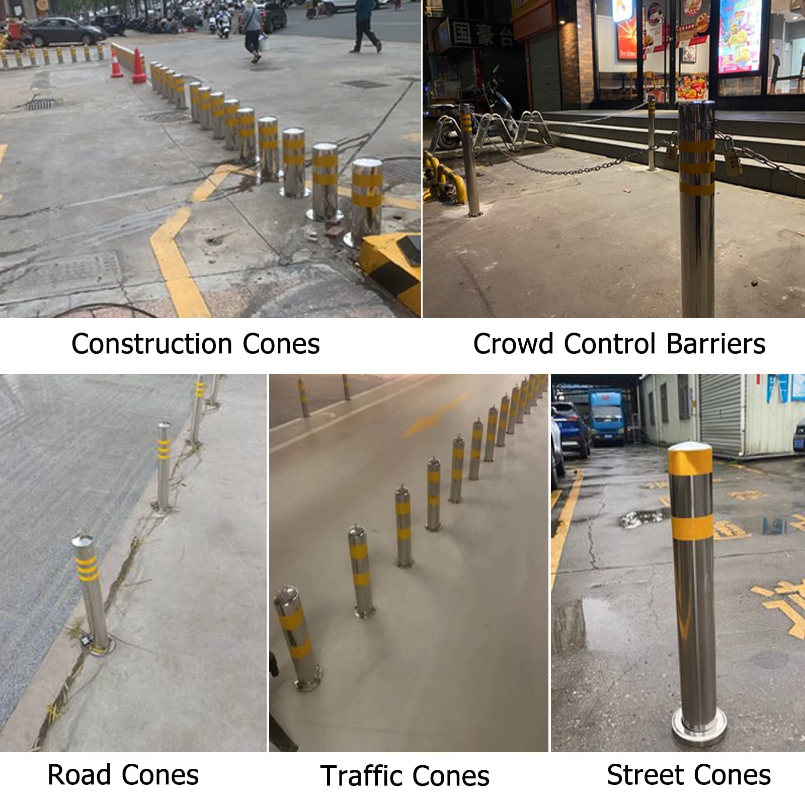Poste Delimitador De Tráfico, Poste Delimitador De Conos De Seguridad, Poste Delimitador Removible, Conos De Tráfico Vial con Cerradura Y Llaves, Barrera De Estacionamie,1 Pack-50cm/20in