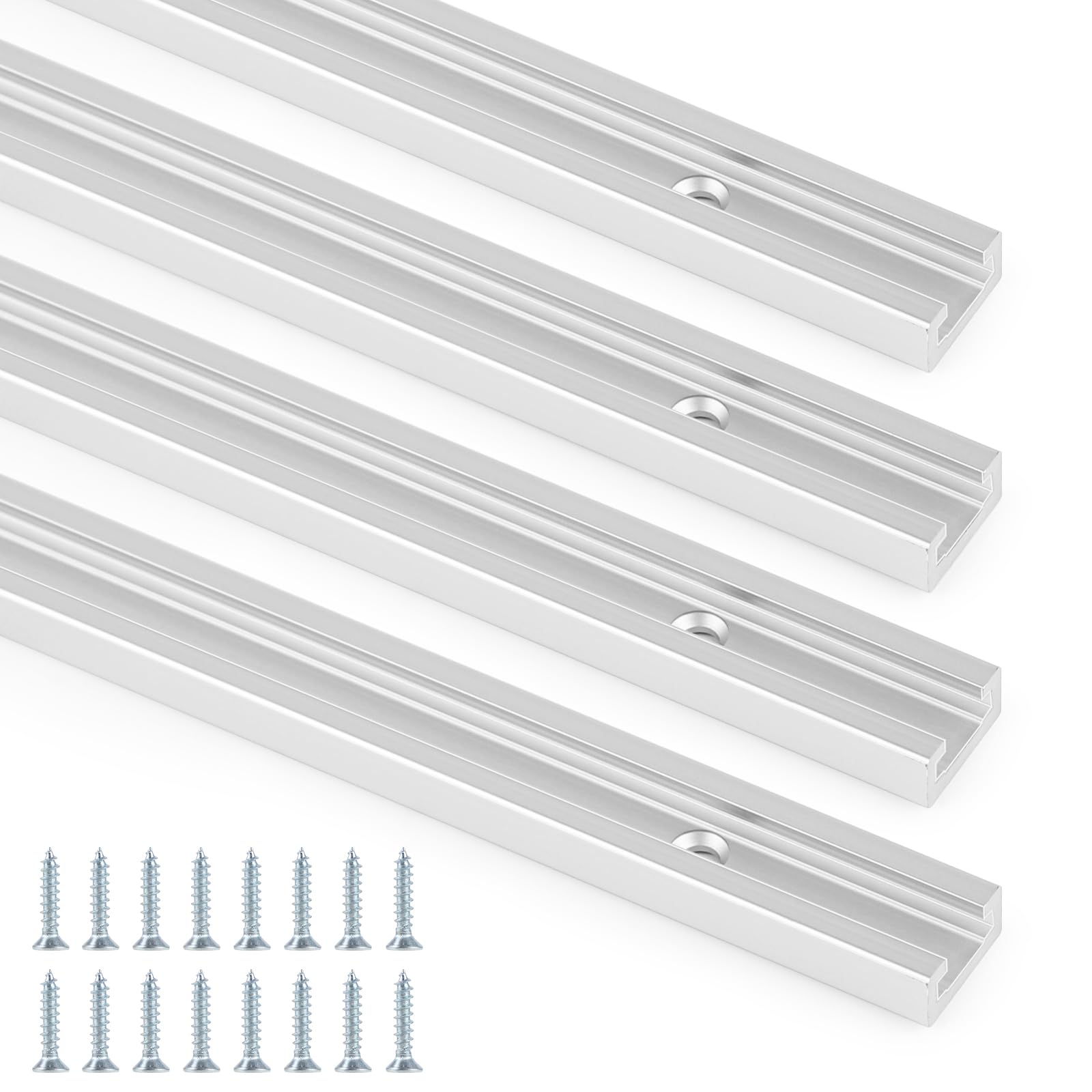 DBREAKS 4 Stück T Slot Track 400mm T Nut Schiene Aluminium-T-Nut T Track T Nut Gehrungsschiene, T Schienenrampe Tschiene mit Schrauben für Tischsäge Router Holzbearbeitung,30mm