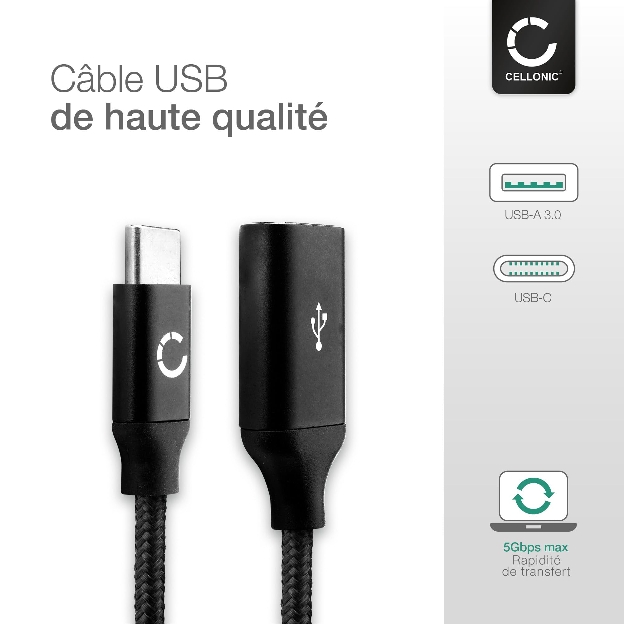 Câble OTG - INECK® - Adaptateur USB 2.0 - Micro USB Male Vers USB Femelle - Compatible Tablettes