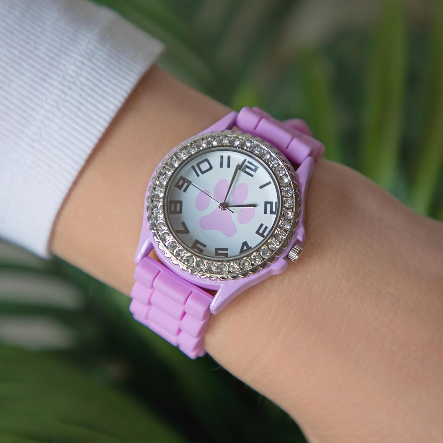 GreaterGood Paw Print Silicone Watch Gifts for Women Mom Ladies Durable Water Resistant Crystal Accents Vibrant Design Animal Rescue Advocacy Stylish Accessory