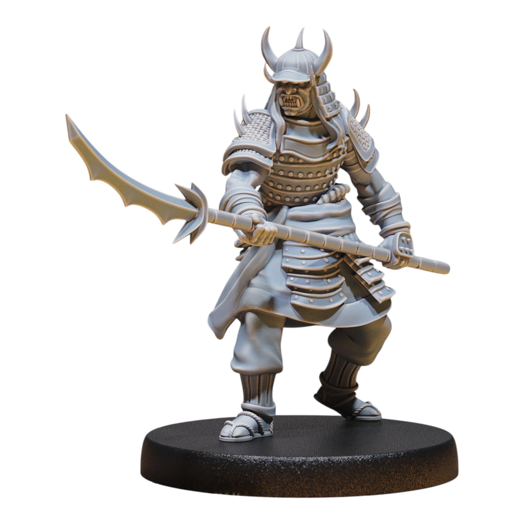 Unpainted DND Oni Samurai Spear Miniature Figurine, Tabletop Gaming Collectible, Fantasy…
