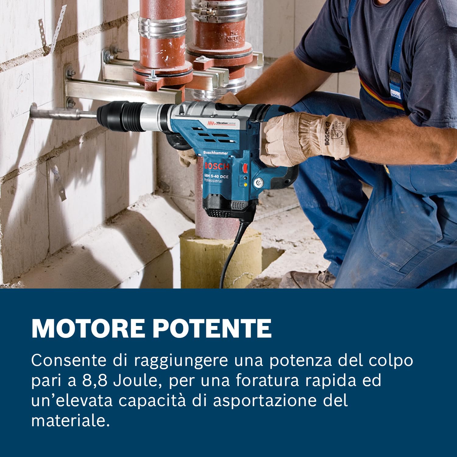 Bosch Professional Martello Perforatore Gbh 5-40 Dce (Motore da 1.150 Watt, Potenza del Colpo 8,8 J, in Valigetta Professionale)