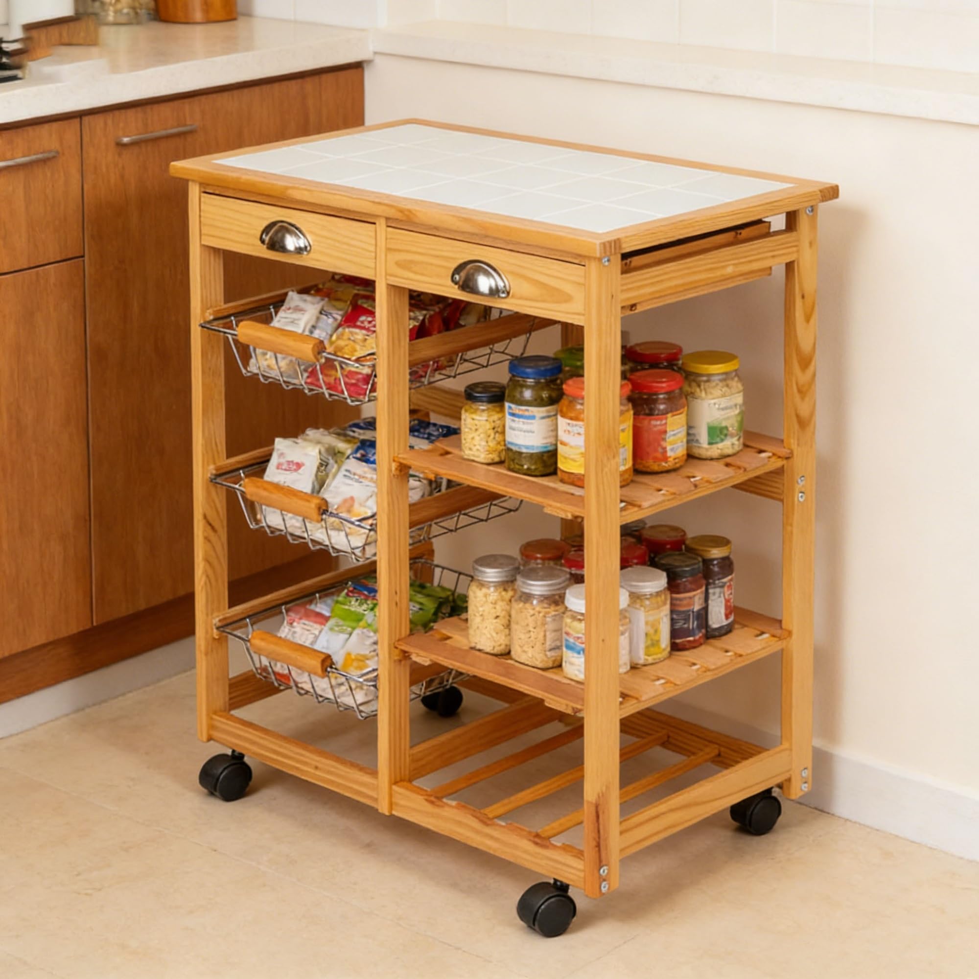 Carrello multiuso da cucina Carrello for cucina e sala da pranzo, scaffale portaoggetti rimovibile a 2 cassetti con ruote girevoli, carrello da cucina, carrello for organizzare la cucina Carrello di s