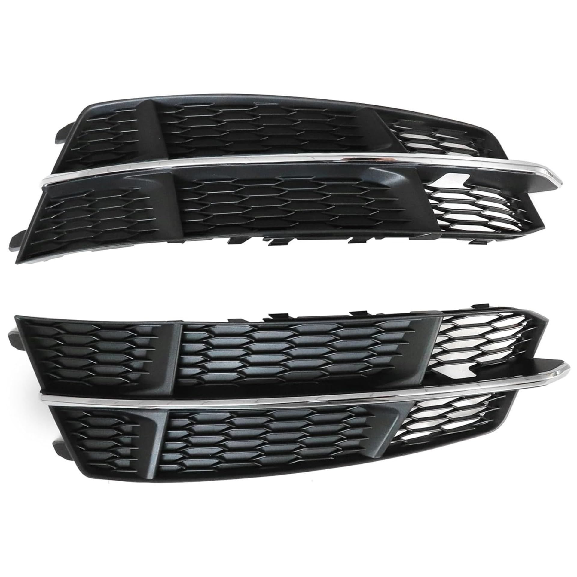GXARTS Front Bumper Fog Light Grille Cover Black Left&Right Driver&Passenger Side 4G0807682AN Compatible with Audi A6 C7 S-Line 16-2018 4G0807681AN Honeycomb Matte Mesh with Chrome Trim Bezel