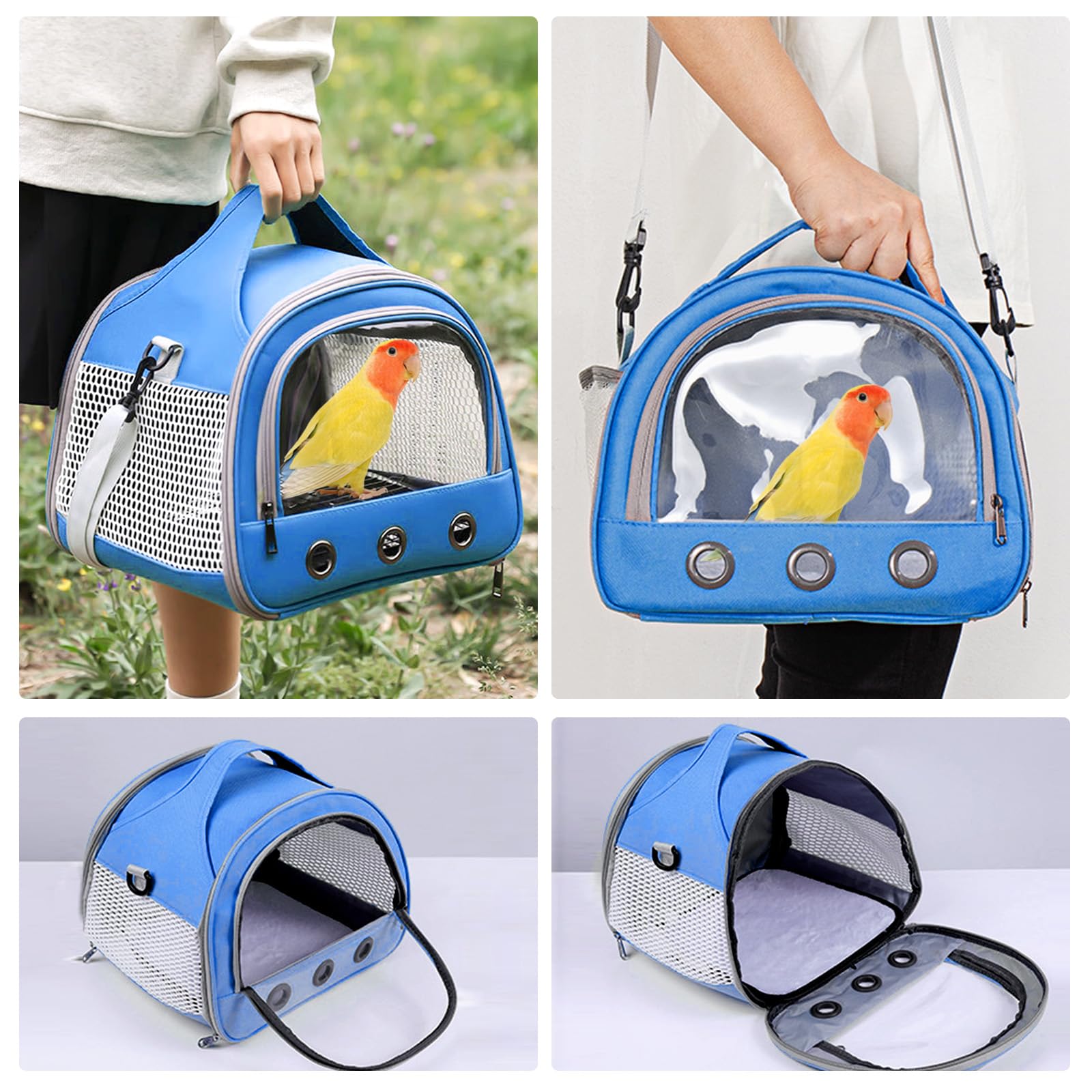 Sac de Transport pour Petits Animaux,Sac Transport Chat Chien,Cage Transport Lapin,Sac Chat Portable,Sac Voyage Chat Pliable,Sac de Voyage pour Animal,pour Oiseaux, Chatons, Chiots, Hamsters,Bleu
