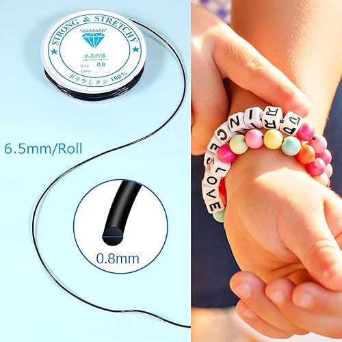 Miniatura 3 de Amaney - Cuerda elástica negra de 0.031 in, cuerda elástica de cristal para pulseras, cuentas y fabricación de joyas