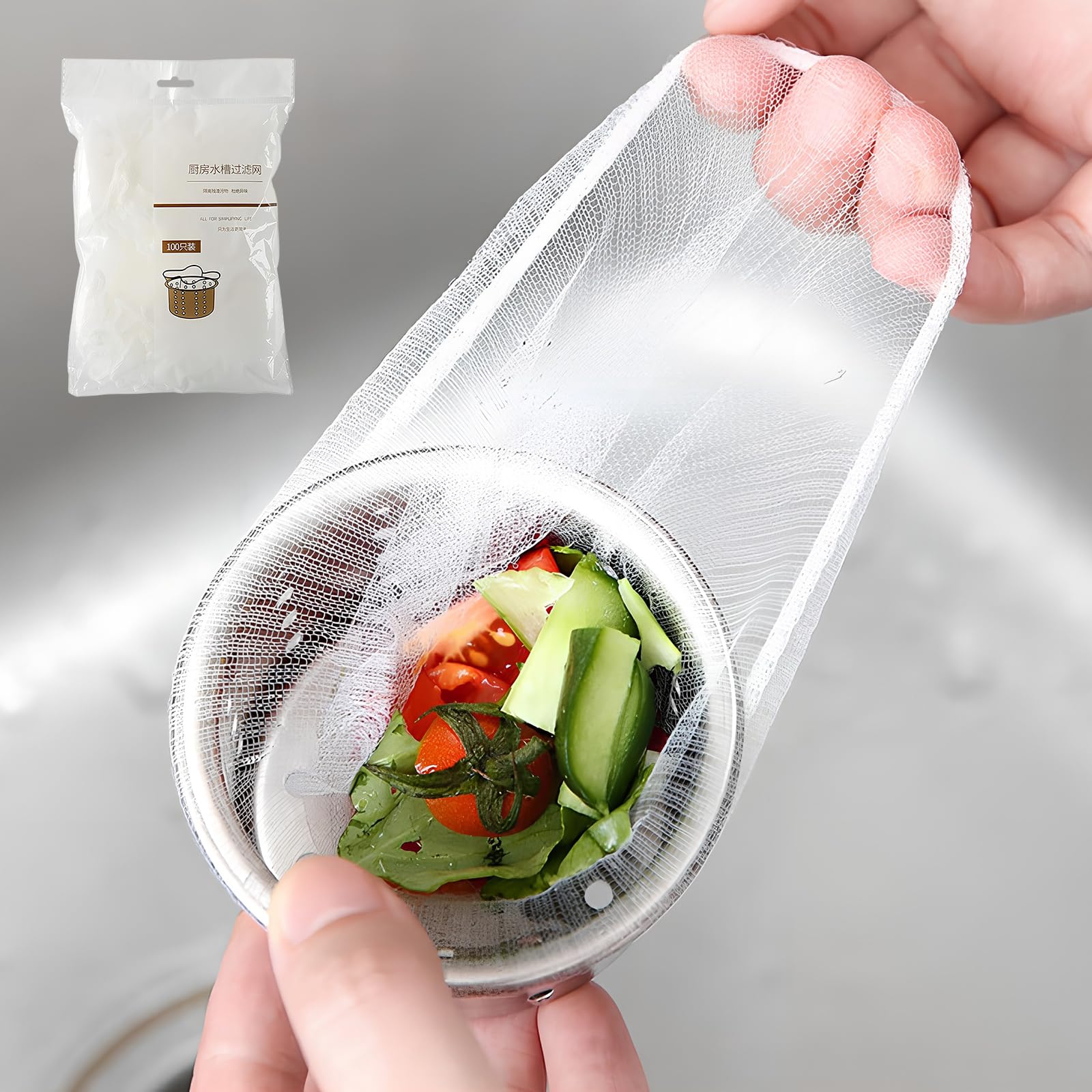 Triangolo Sink Strainer per la cucina Triangular Mesh Sink Strainer con 200 pezzi Sink Strainer Bag, angolo lavello immondizia rack di stoccaggio (1 supporto+200sacchetti)