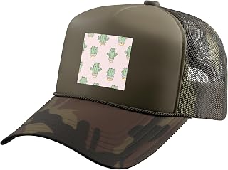 Pink Succulent Cactus Plant Lover Accessory Gift Trucker Hat with Adjustable Mesh Back