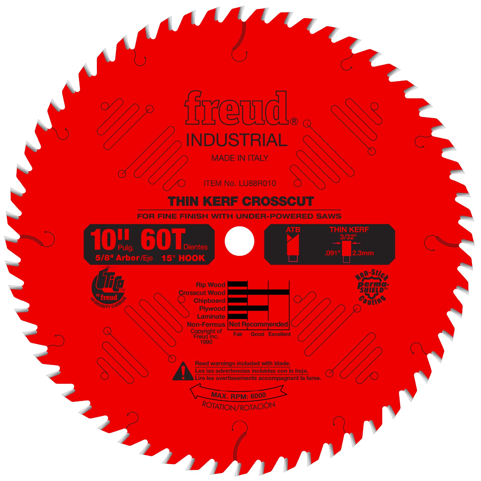 Freud LU88R010: 10" Thin Kerf Fine Finish Crosscut Blade
