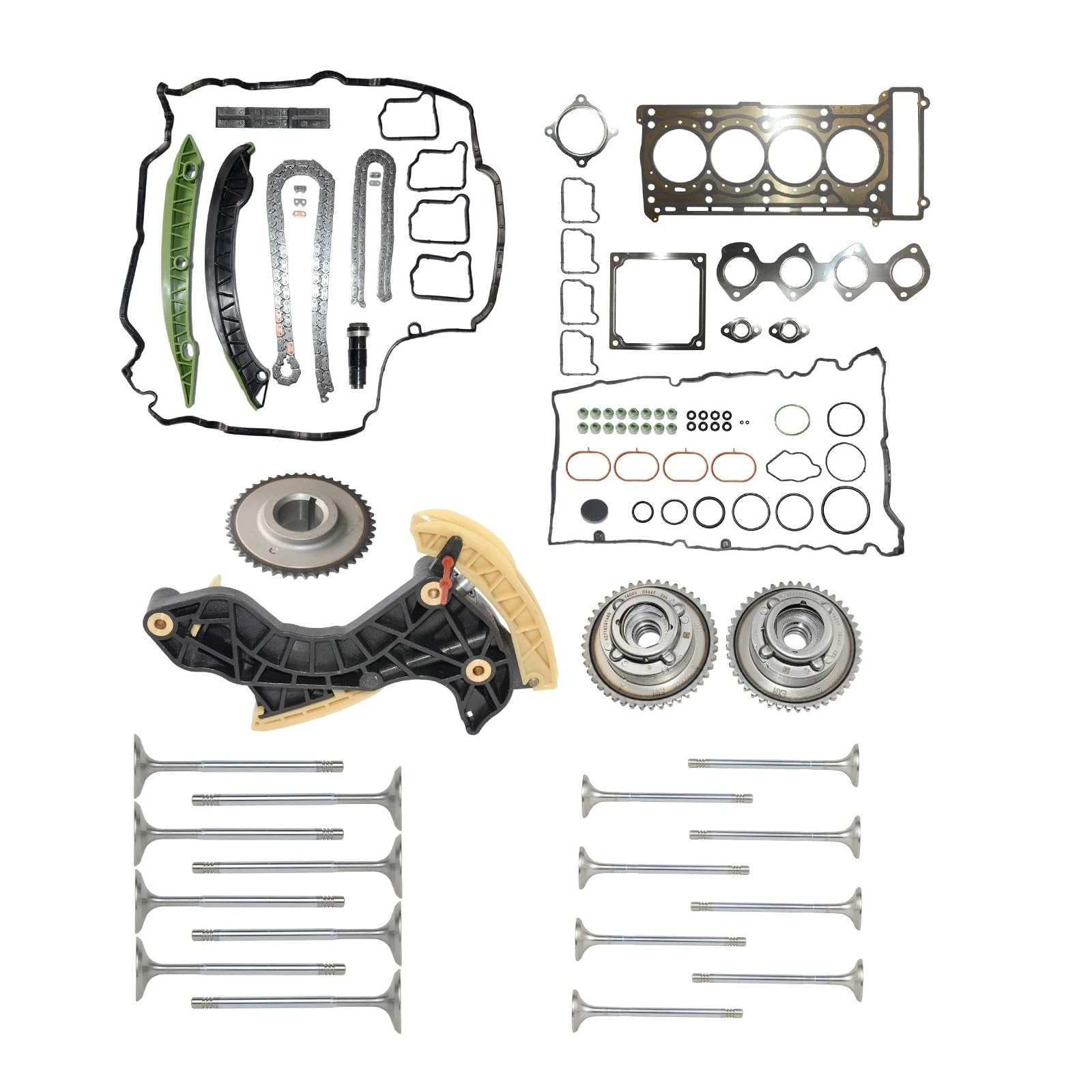 Kits de distribution pour auto Kit de chaîne distribution, jeu joints culasse et vannes Convient pour Mercedes W204 M271 W212 S212 E200 E250 CGI C200 C250 C180