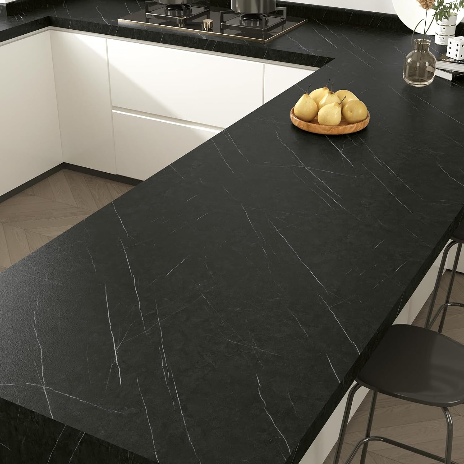 Dark Grey Marble Peel and Stick Wallpaper Matte Kitchen Countertop Contact Paper Dark Charcoal Marble Contact Paper for Countertops Bathroom Waterproof Counter Top Vinyl Wraps 15.8" x 80"