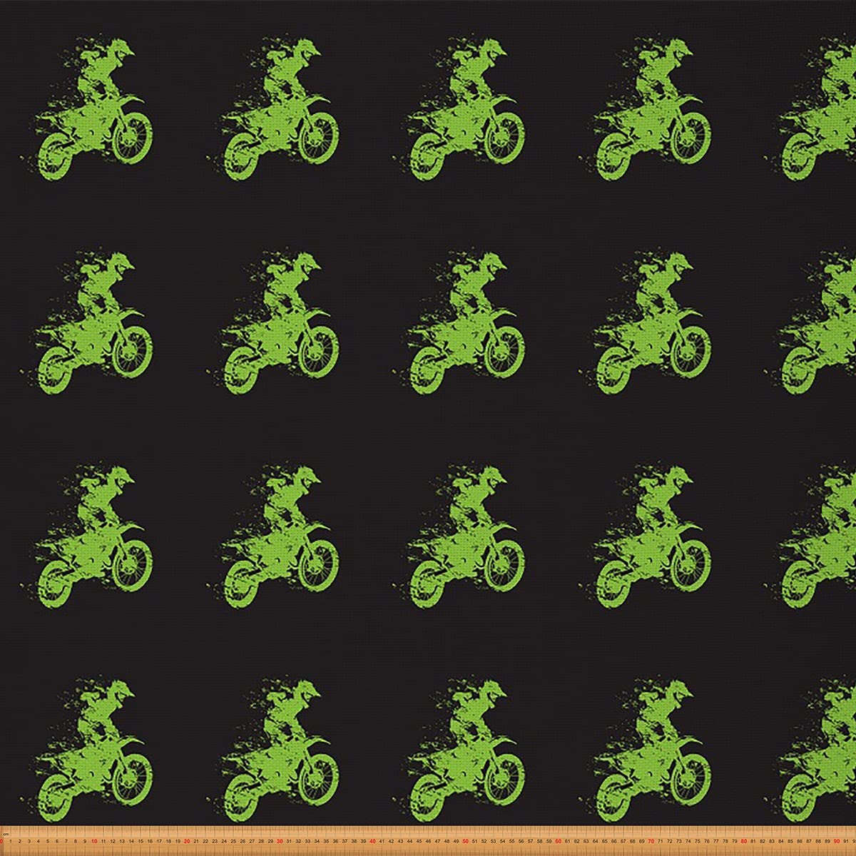 Motocross Rider Upholstery Fabric by The Yard Dirt Bike Motorbike Reupholstery Fabric for Chairs Motorcycle Extreme Sports Decorative Waterproof Outdoor Fabric 1 Yard,(L92*W150cm) Green Black