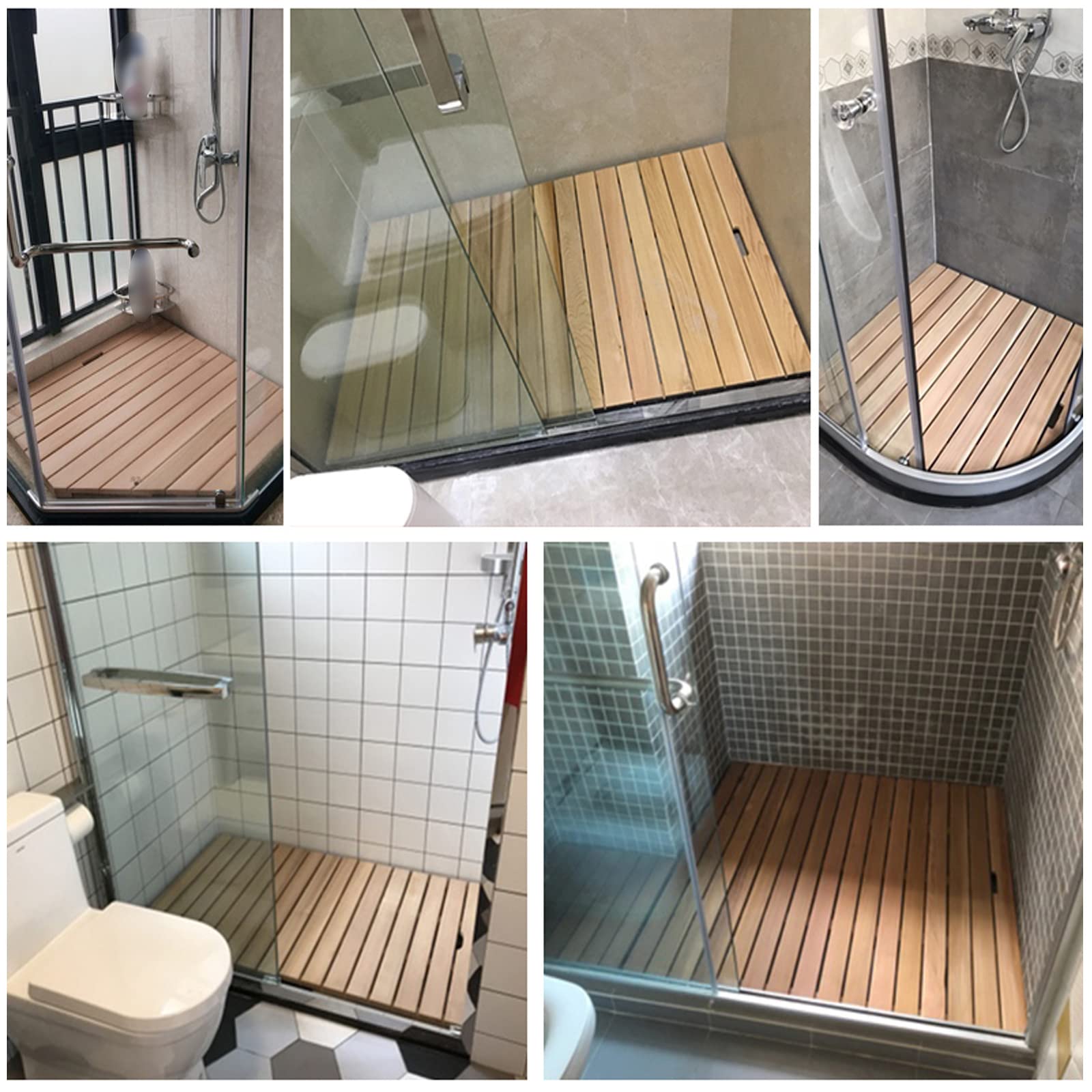 Caillebotis de Douche Kashiwagi de Qualité Supérieure,Caillebotis pour La Douche,Tapis de Bain de Douche Respectueux de l'environnement,Usage Intérieur et Extérieur (40x40cm/15.7x15.7in)