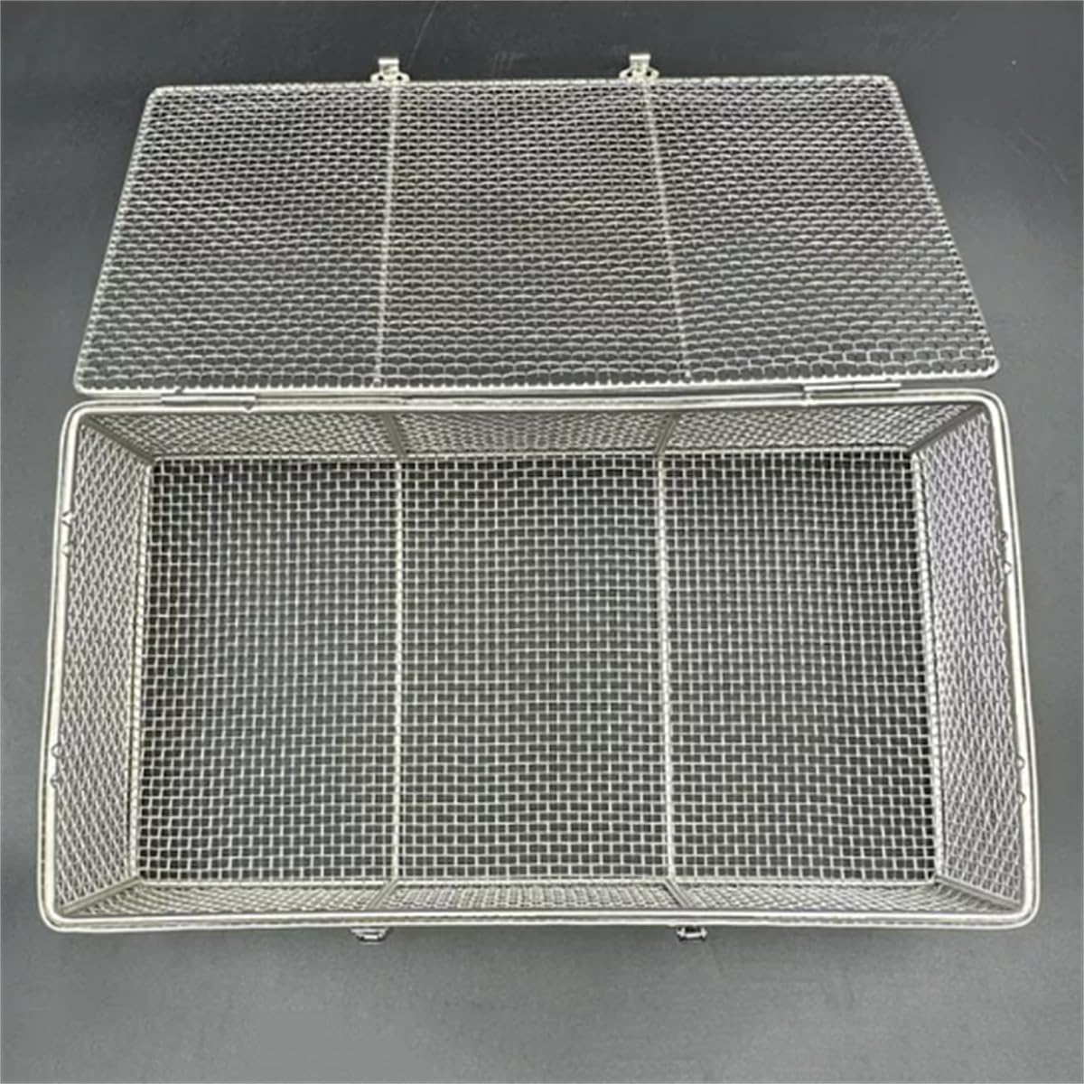 Cesta de esterilización de Acero Inoxidable 304 con Tapa, cestas para la esterilización de Instrumentos médicos, Bandeja para Instrumentos y cestas de Malla Perforada,50×30×20 cm