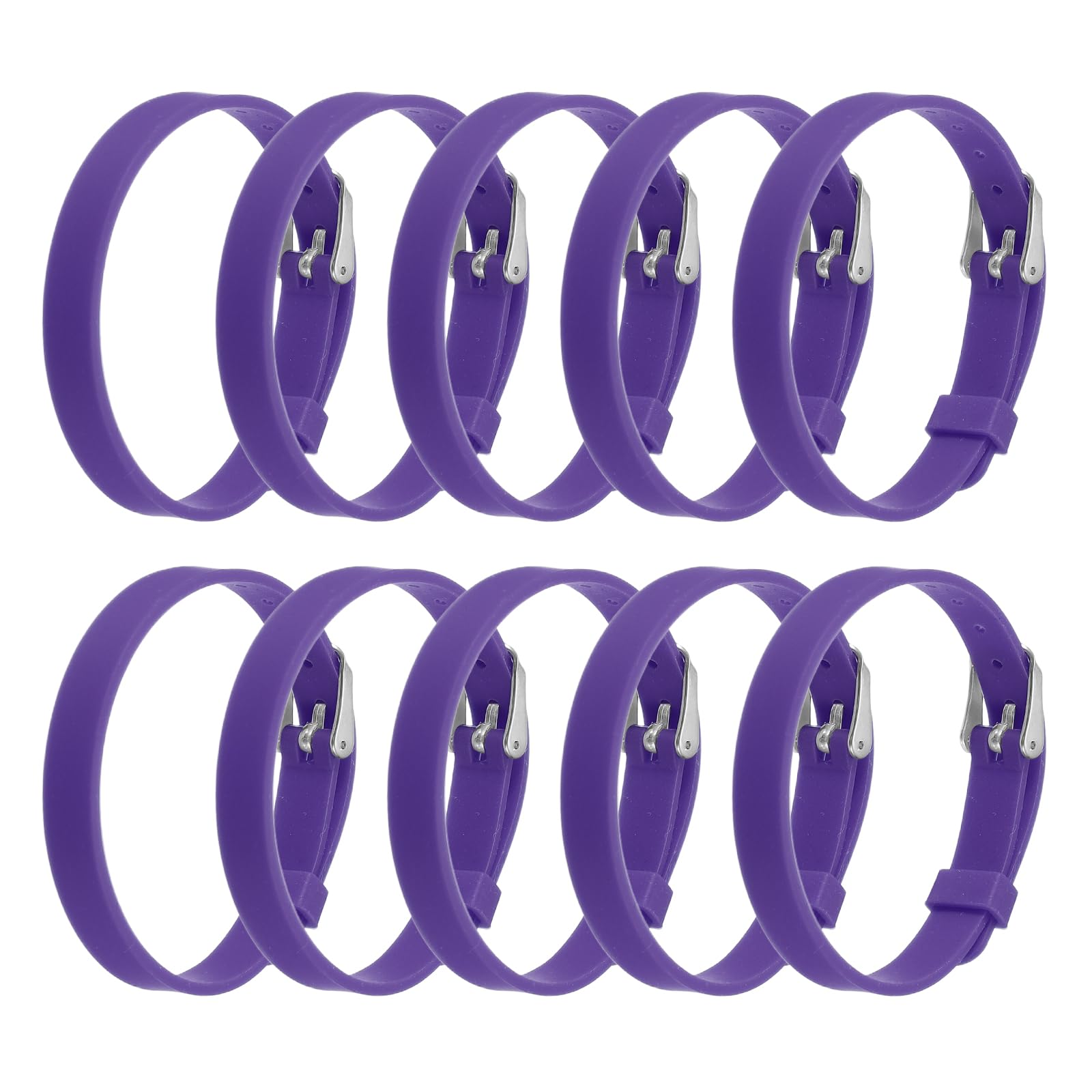 PATIKIL 10 Pack Slide Bracelet Wristband, 8.2 x 0.3 Silicone Adjustable Bracelet, ID Bracelet Wristband for Men Women Jewelry Making DIY Craft Gift ID, Dark Purple