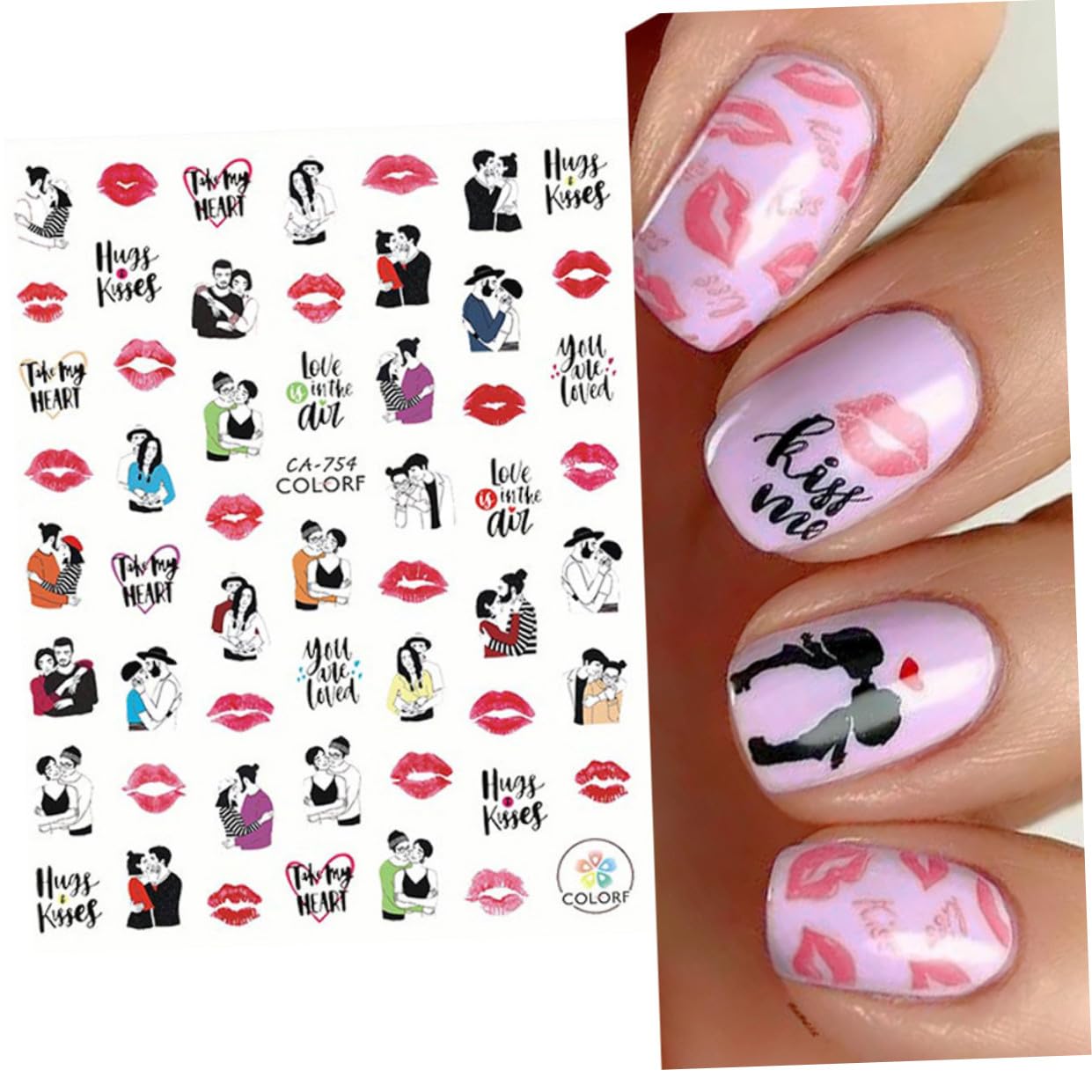 Healeved 45fogli Adesivi Per Unghie Tema Di Decalcomanie Con Cuori Per Decorazioni Unghie e Altri Usos Creativi Facili Da Applicare e Perfetti Per Festeggiare