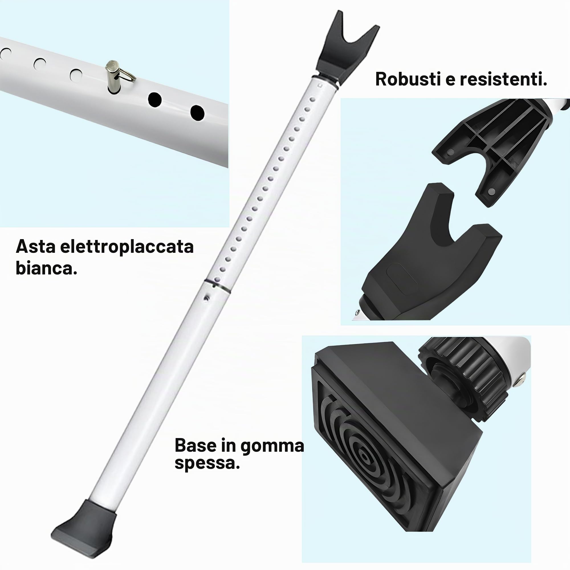 Palo Della Porta Superiore Resistente, Blocca Porta, Blocca Porta Antintrusione, Chiavistello, Regolazione Telescopica, Antiscivolo e Anti-Collisione, Adatta a Varie Porte In Hotel,Uffici e Case