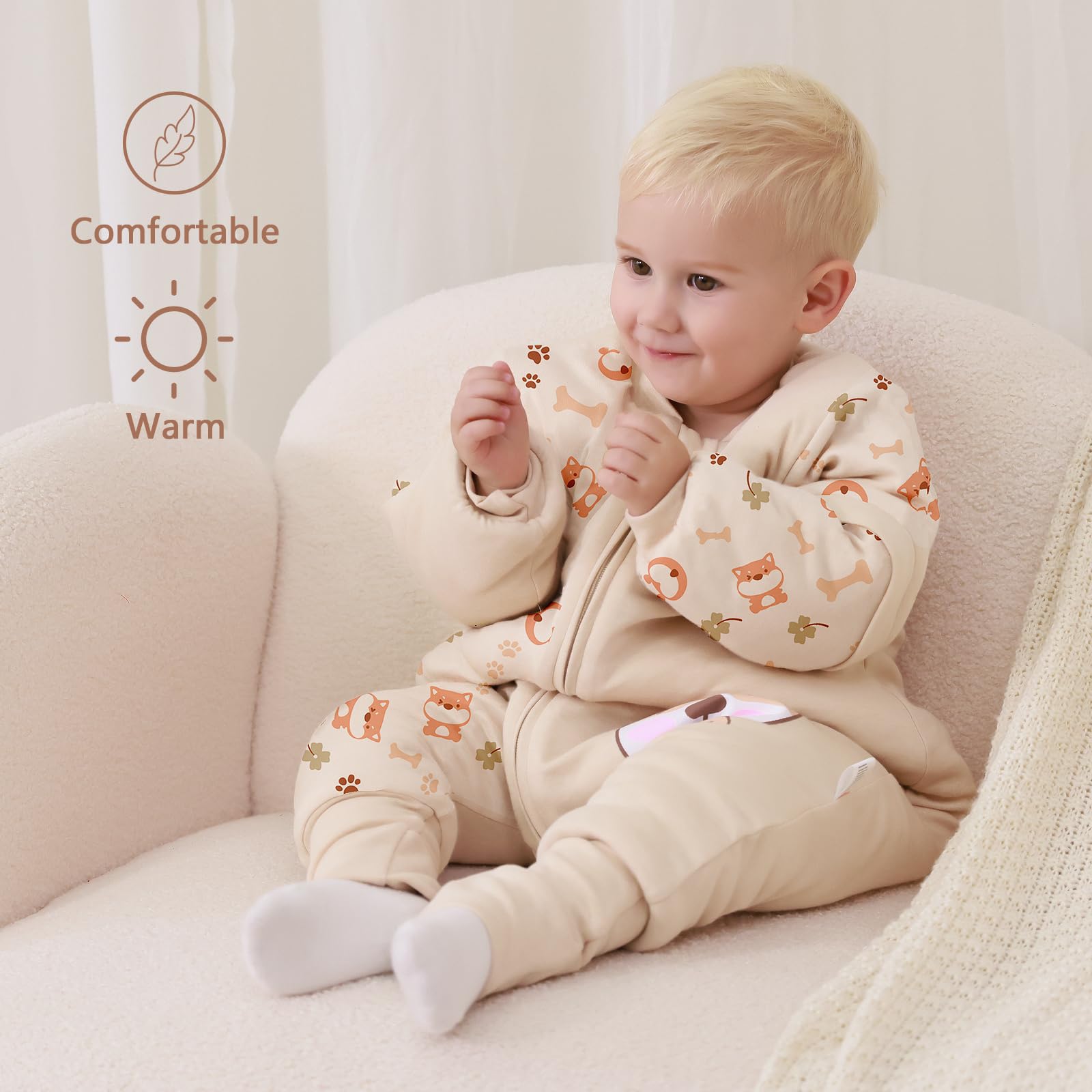 MIKAFEN Baby Sleeping Bag with Feet 3.5 tog Winter, Kid Winter Sleeping Bag with Legs,4-5 years Puppy - Image 2