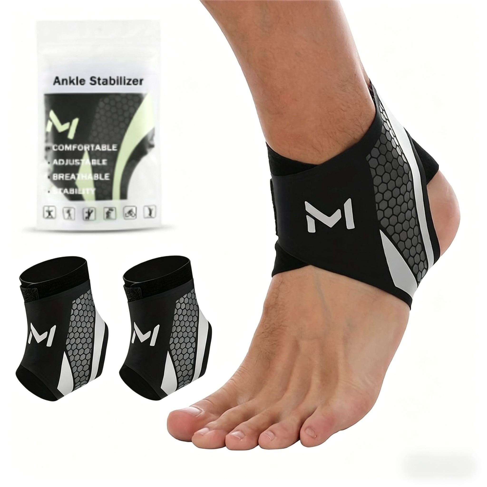 2 pcs Lightweight & Breathable Ankle Support, Compression Sports Ankle Brace, Unisex Ankle Support Sleeve, Ideal for Basketball, Fitness, Sports & Daily Training (Gray)