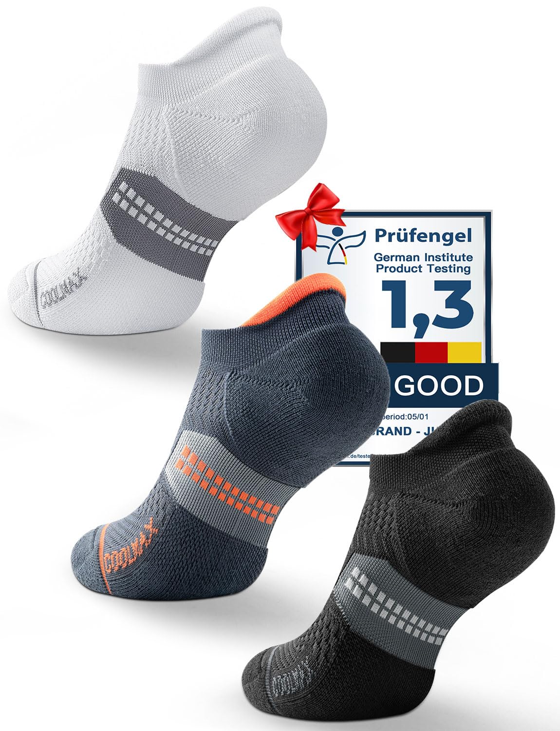 Juclise Coolmax Men's No Show Compression Socks