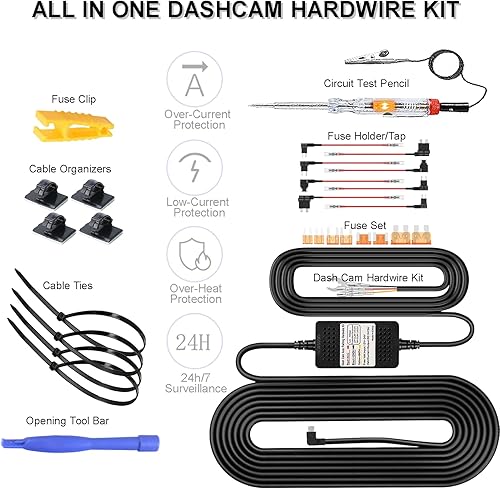 Miniatura 7 de Kit de cable duro para cámara de tablero con función de detección de sensor de radar, kit de sensor de vigilancia de estacionamiento las 24 horas