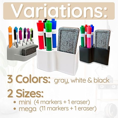 Miniatura 6 de Storage Theory Soporte para rotuladores para pizarra blanca, accesorios elegantes para pizarra blanca para borrado en seco y organizador