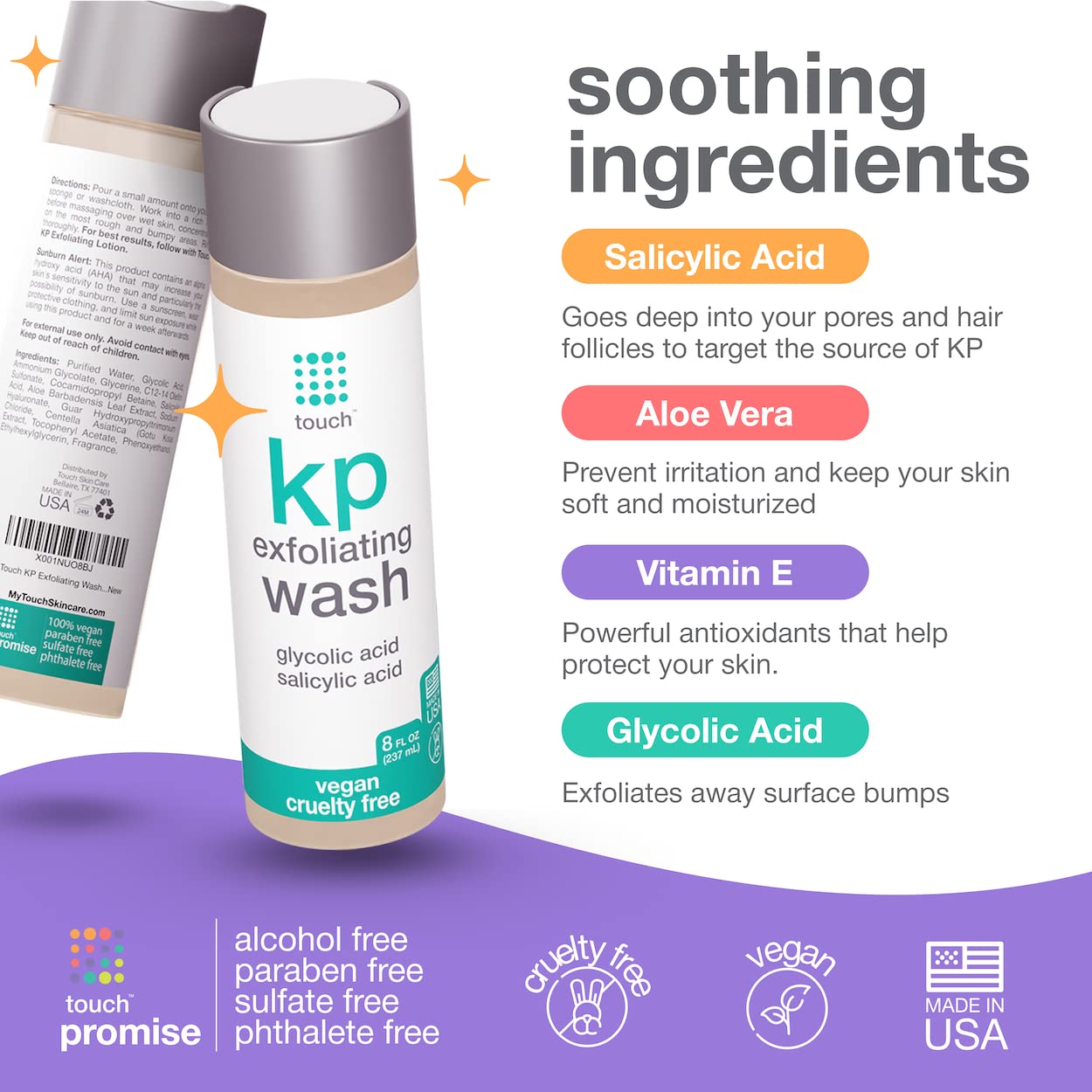 TOUCH Bundle of Keratosis Pilaris Exfoliating Body Wash, Exfoliating