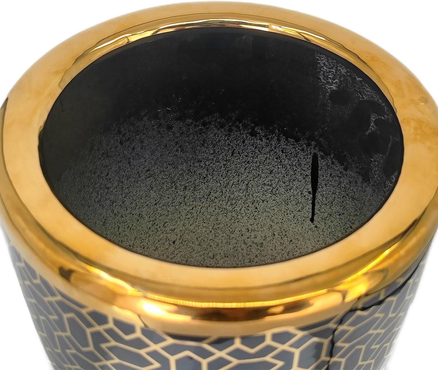 ZOEJADE Minimalist Luxury Ceramic Umbrella Stand Umbrella Holder Vase for Umbrella Canes Walking Sticks Entryway Indoor 18" High Black Gold