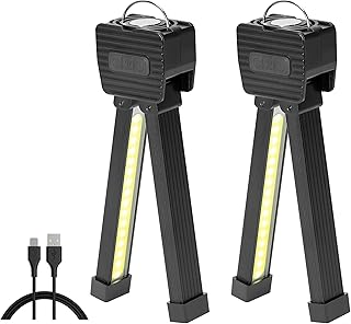 2Pack LED Rechargeable Magnetic Worklight Flashlight,Vagocom Unique Design Tool for Men Dad Him Gift,Portable White Light/Yellow Light/Red Light Torch Lamp for Automotive,Inspection,BBQ,Mechanic,Camp