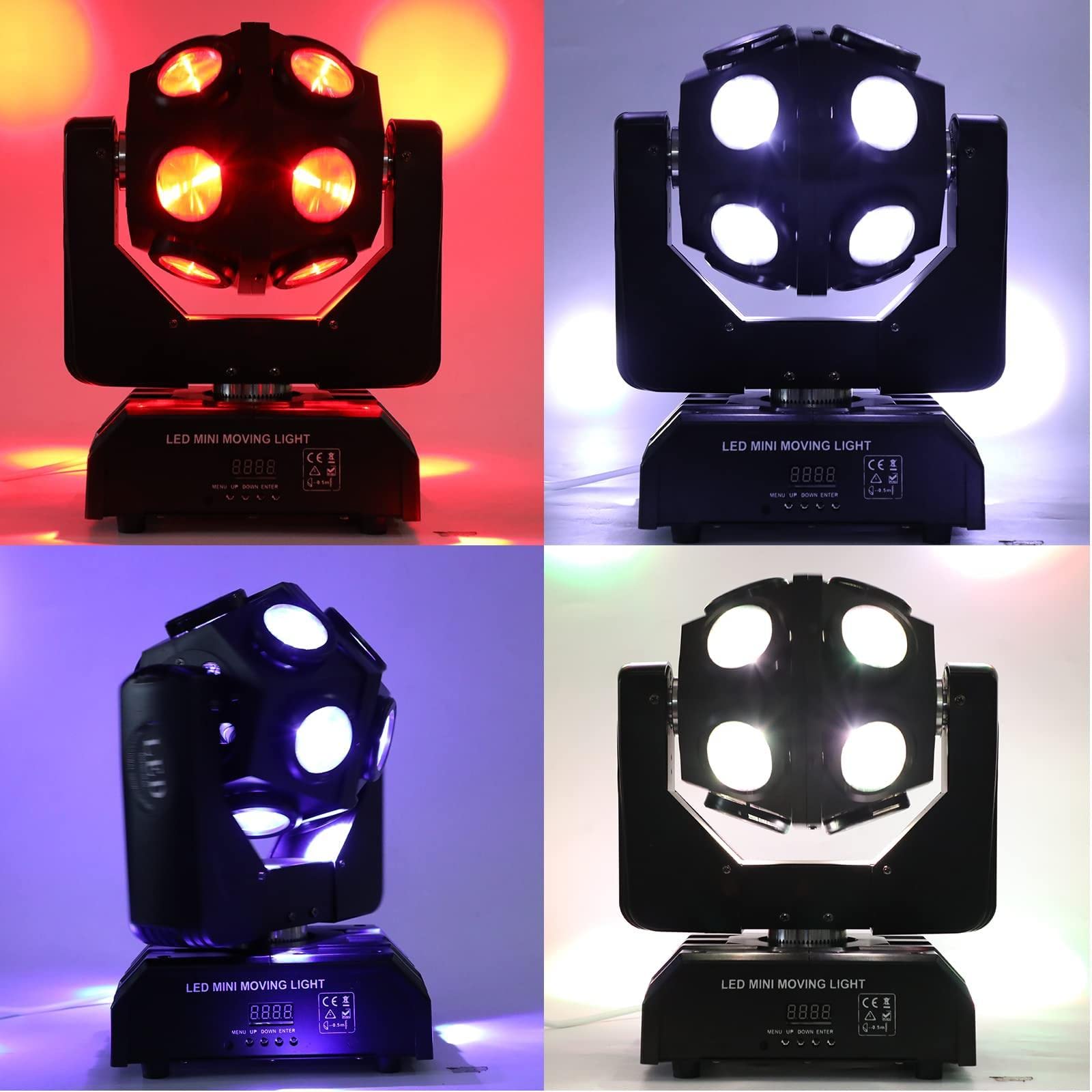 4-in-1-RGBW-Moving-Head-Bühnenlicht,kugelförmiges LED-Beam-DJ-Disco-Wash-Party-Licht,DMX512-13/15-Kanal-Effektbeleuchtung, 360 ° Drehung, Sound aktiviert,12 x 12W, für Bar-Club-Konzerthochzeiten