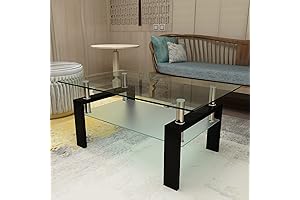 Mesa de cristal para la sala: PIUS Mesa de café rectangular de cristal