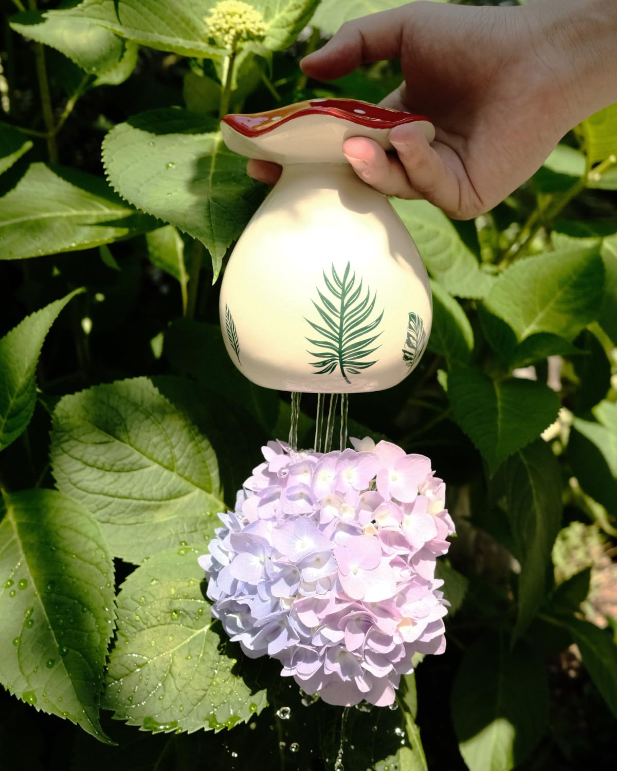 Cute Thumb Watering Can, Mushroom Decor Indoor/Outdoor, Handmade Ceramic Watering Bell, Cottagecore Decor Aesthetic Mushroom Merchandise, Plant House