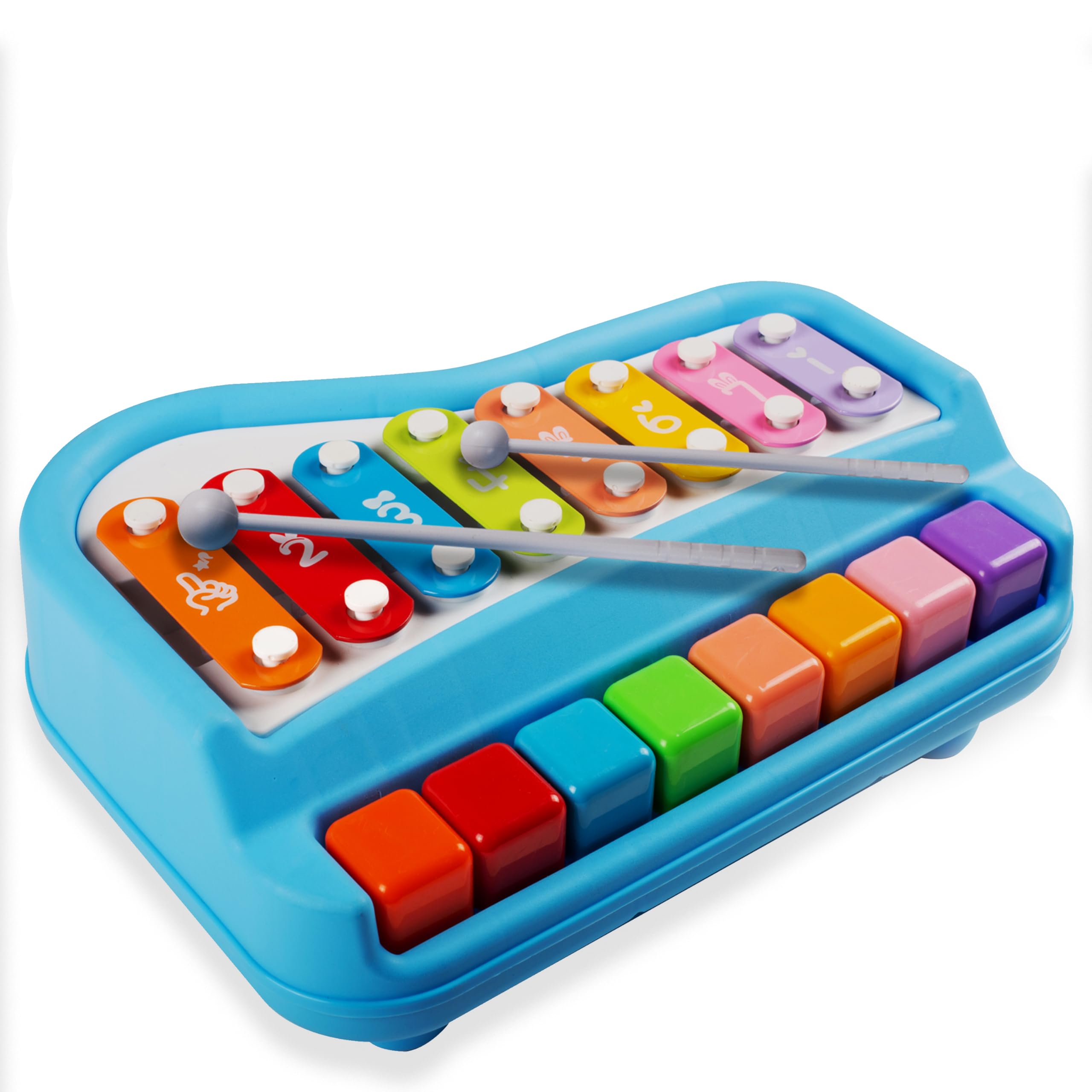 Gooyo 1502 Non Electronic Premium & Non-Toxic 2 in 1 Big Musical Piano and Xylophone Toy with Colorful Keys & 2 Mallets for Babies/Girls/Boys/Kids/Gifts | Blue Color, (Battery Not Required)-image-9