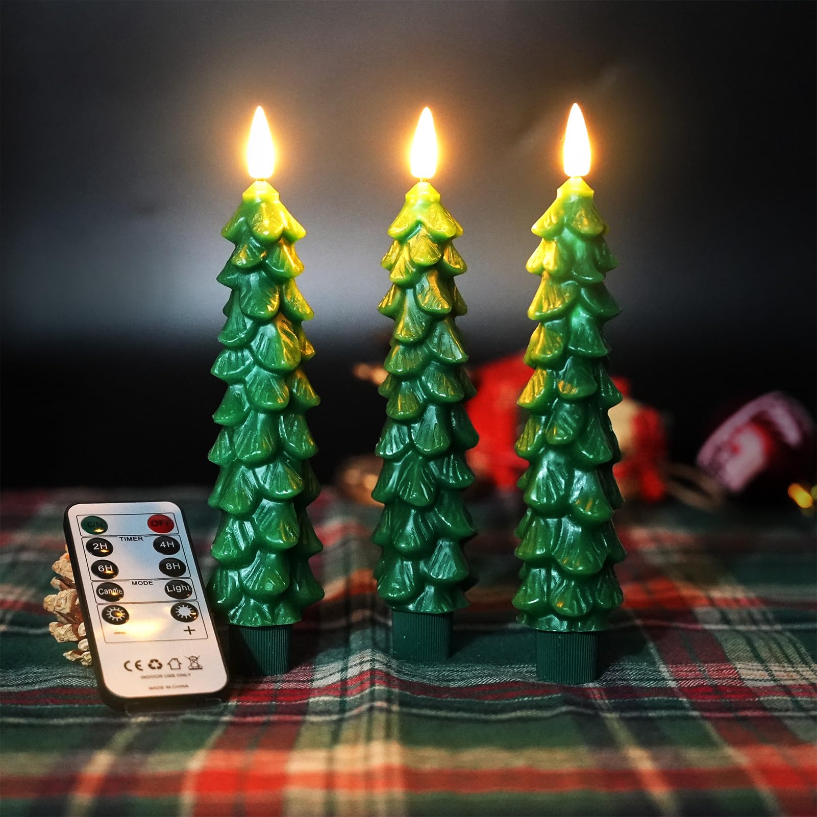 Velas de Navidad LED con mando FPOO pack de 3 para centro de mesa 8