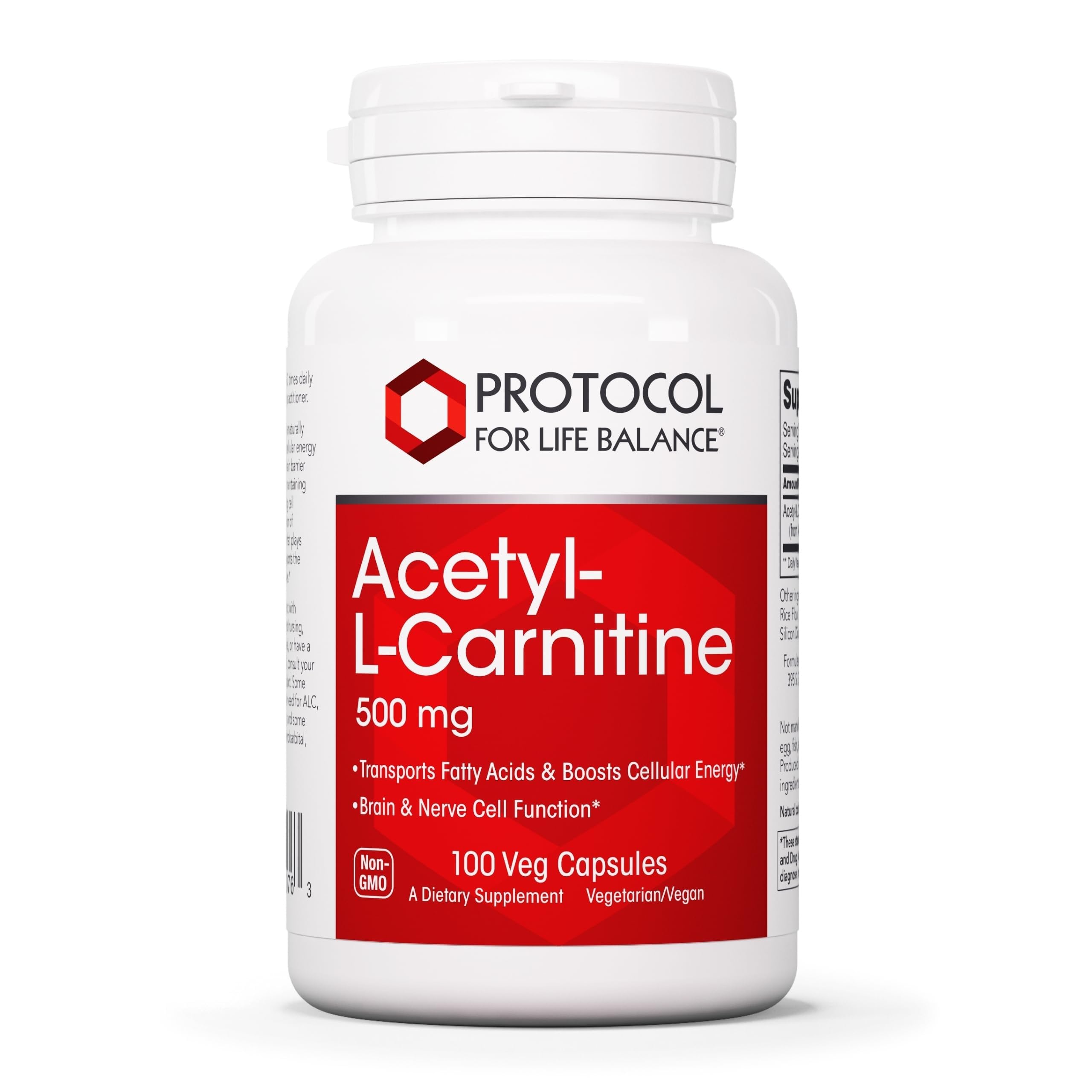 PROTOCOL FOR LIFE BALANCE Acetyl-L-Carnitine 500mg, Brain, 100 Veg Caps
