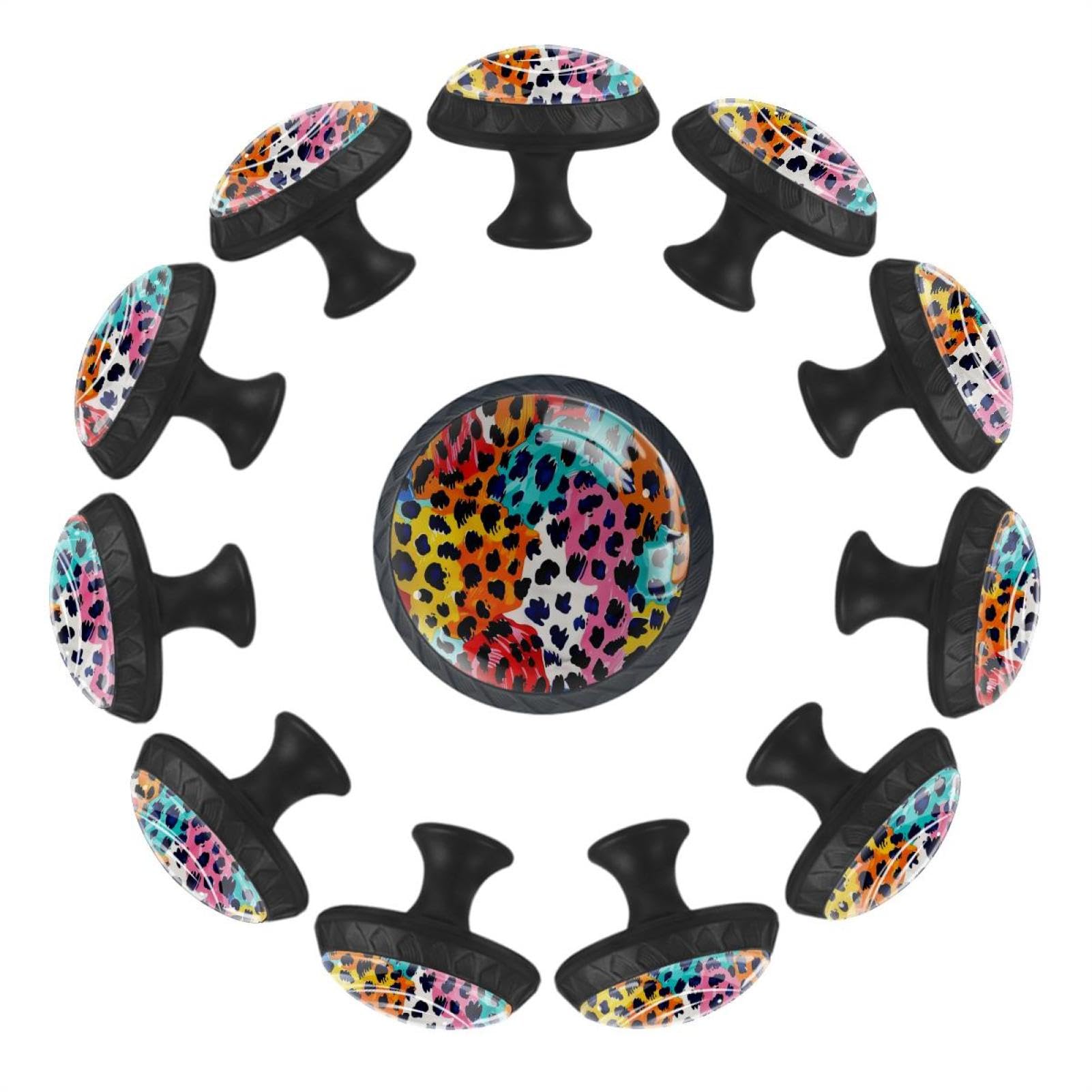 Boutons d'armoire ronds imprimé léopard coloré par 12