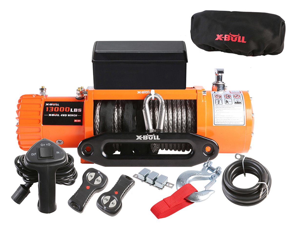 XBULL 12V Waterproof Synthetic Rope Winch13000 lb. Load Capacity IP67