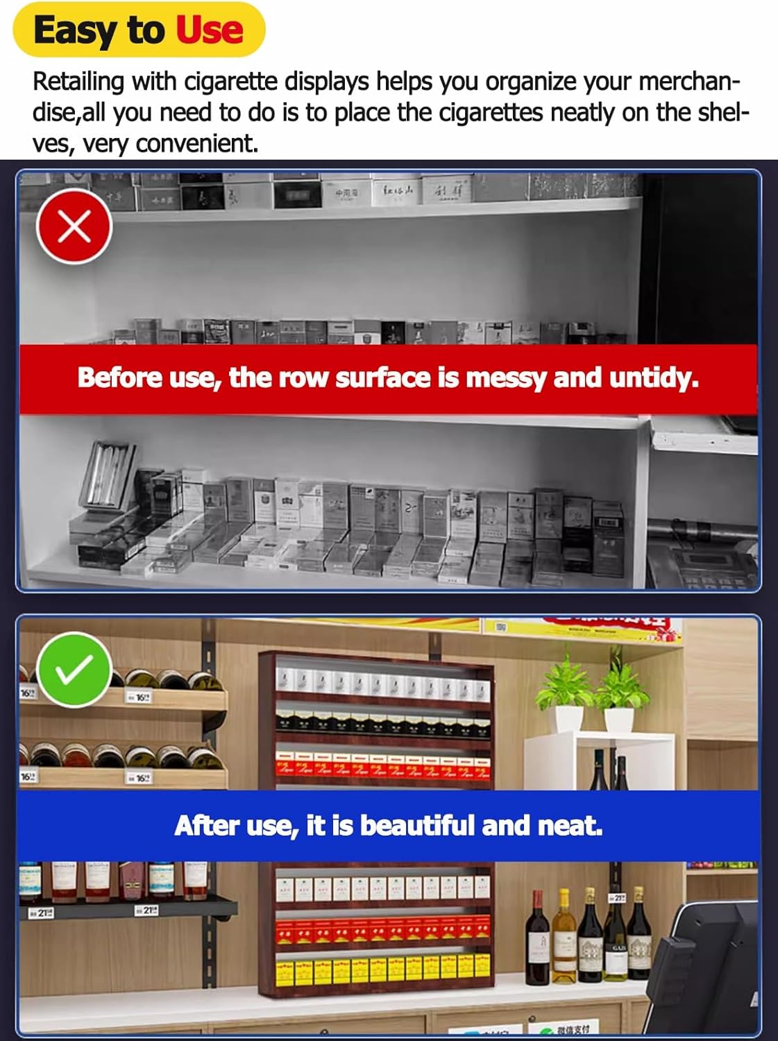 Multi-Tier Commercial Cigarette Case Holder - Vertical Tobacco Display Rack & Matchbook Case, Wall & Countertop Shelves for Bars & Supermarkets (Size: 50x70cm / 19.