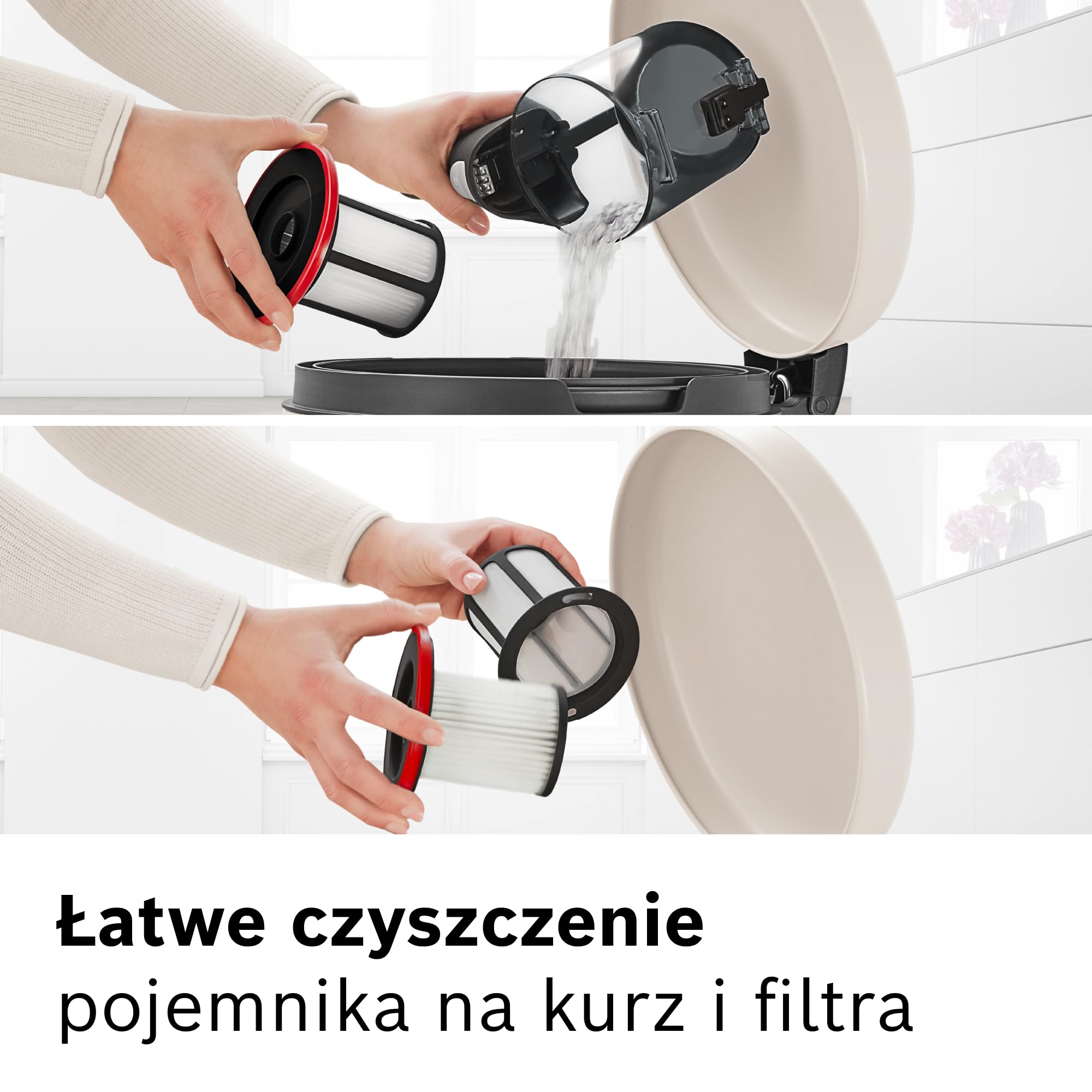 Bosch, Unlimited BCS611AM Series 6, odkurzacz bezprzewodowy, wysoka moc ssania, długi czas pracy, lekka konstrukcja, wydajny silnik, wyprodukowano w Niemczech, biały