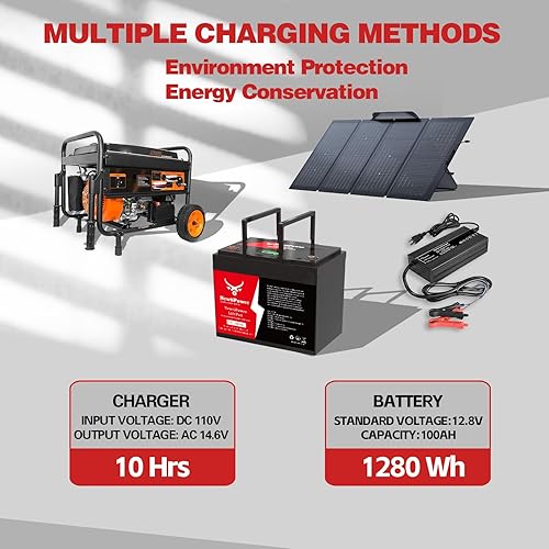 Miniatura 6 de Batería de litio LiFePO4 de 12 V 100 Ah 100 A, BMS, NewtiPower Group 24 10000+ batería de fosfato de hierro y litio de ciclo profundo, ideal para