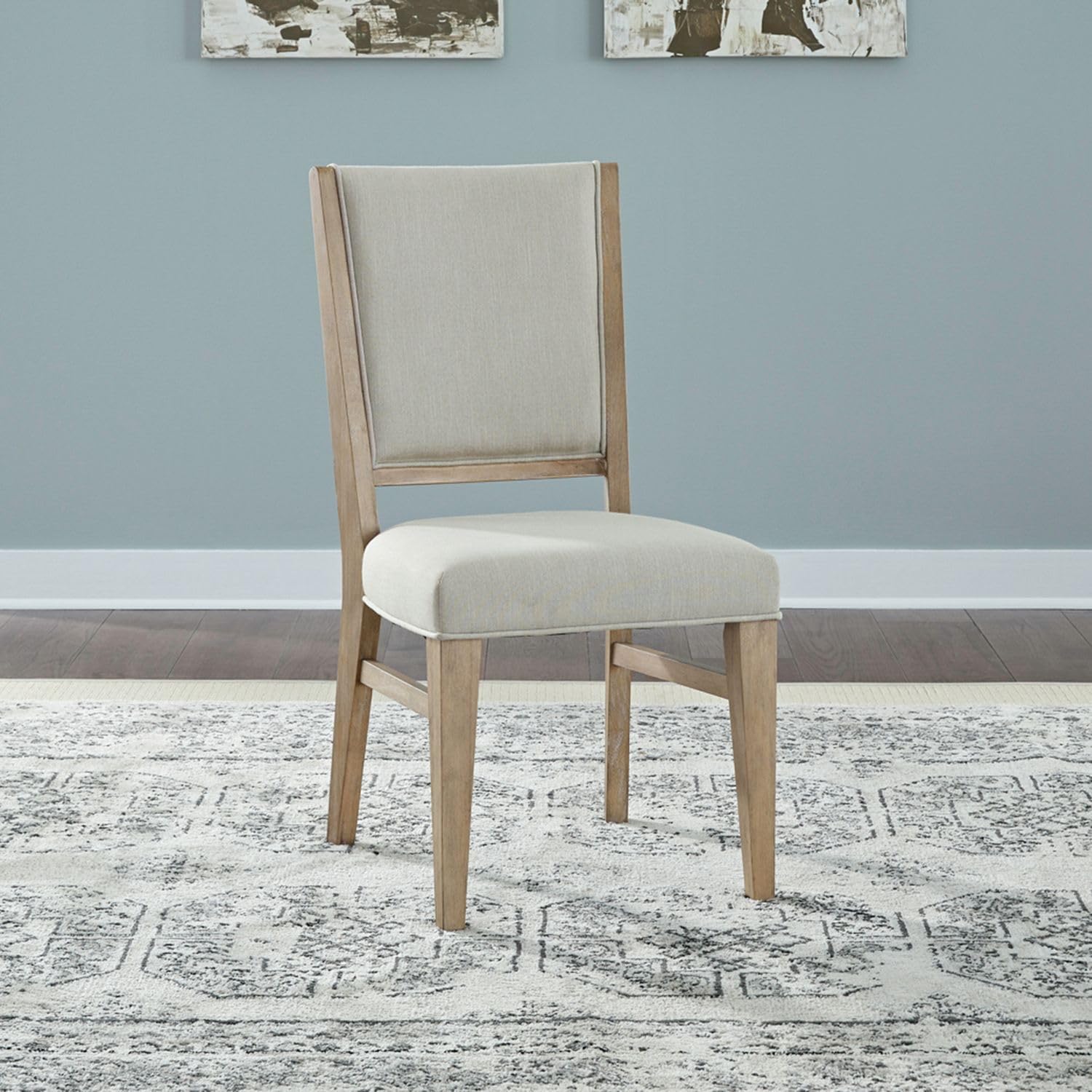 Liberty Furniture Brentwood Upholstered Panel Side Chair Contemporary Dining Room Chair - Sandstone Oak Wood by LIBERTY FURNITURE INDUSTRIES, INC. – Side Chair, Model 789-C6501S