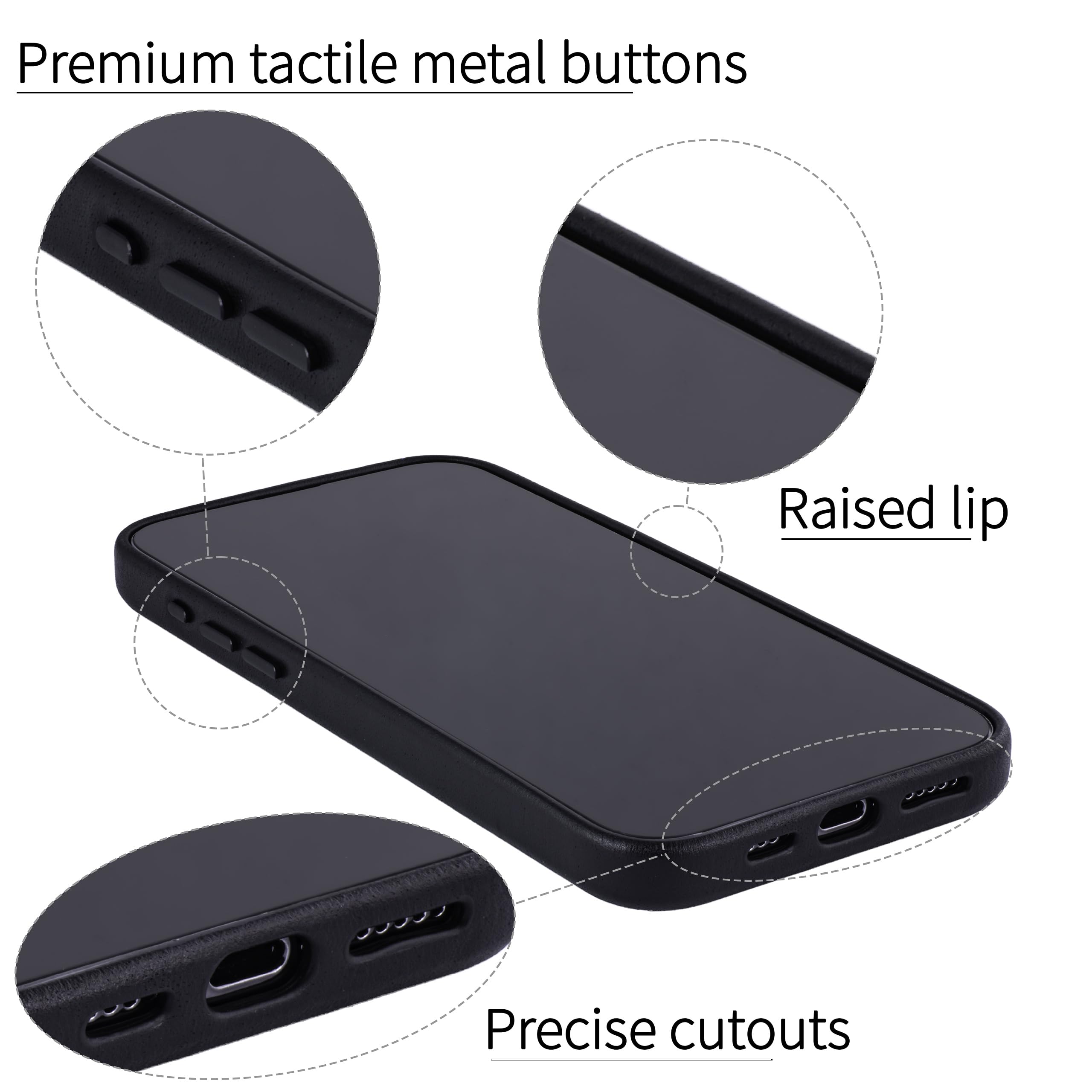 Dockem Funda para iPhone 15 Pro MAX de Cuero Genuino con Tarjetero Cartera, con Placa de Metal Incorporada para Montaje Magnético, 2 Bolsillos para Tarjetas de Crédito (Negro, M2GL)