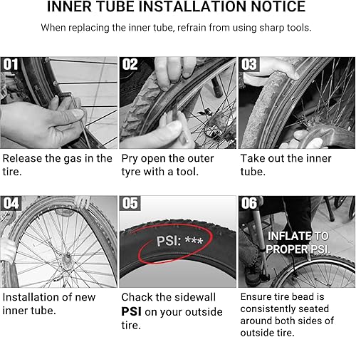Miniatura 6 de CALPALMY Tubos interiores de bicicleta para niños de 12, 14, 16, 18, 20, 22, 24, 26 y 28 pulgadas (paquete de 2), ancho de 1.751.952.125 con válvula