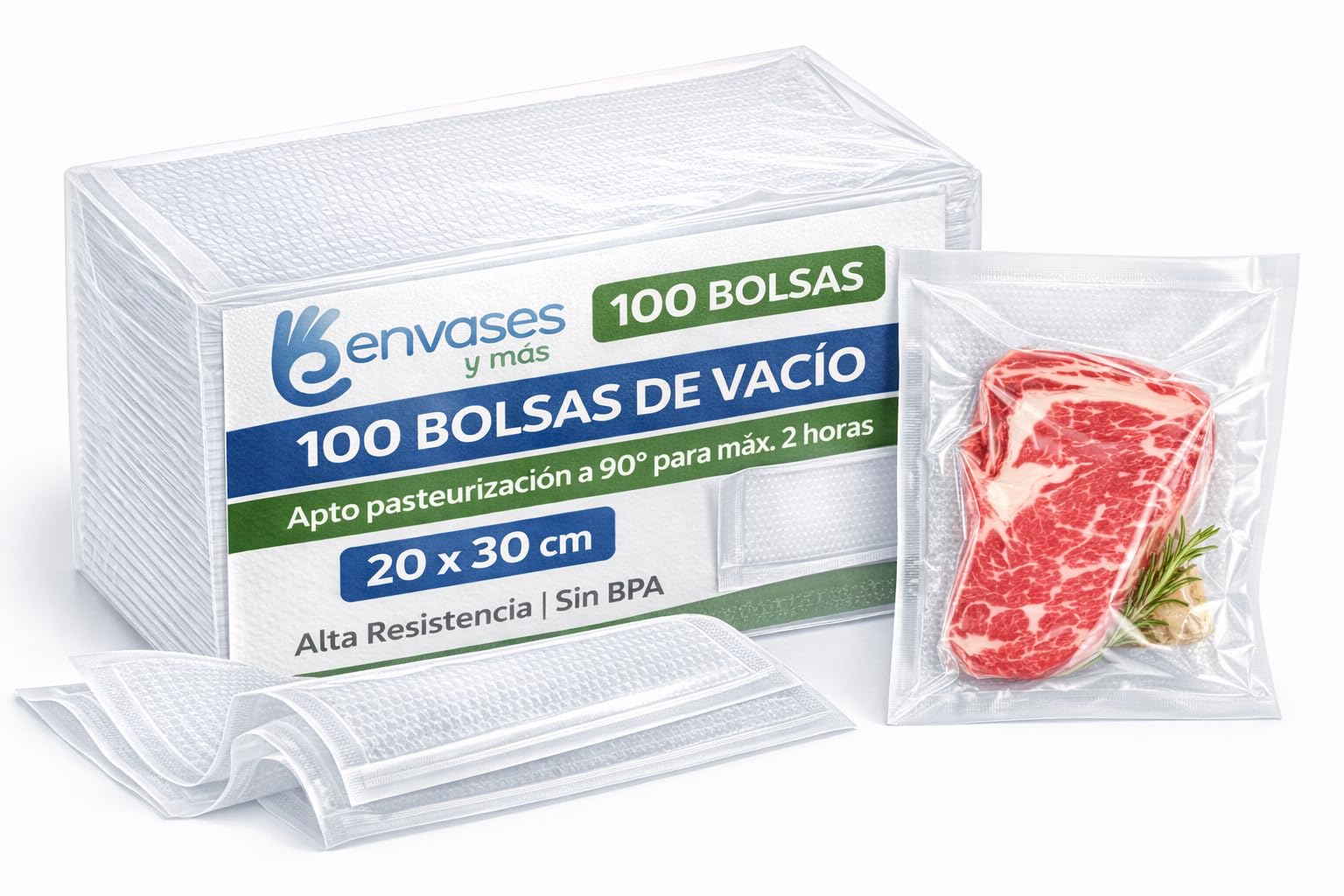 Envases y Más Bolsa De Vacío Gofrada Para Alimentos Compatible Con Máquinas De Envasado Domésticas Sellado Hermético Alta Resistencia Apto Sous Vide Y Conservación Prolongada (150/250 mm 100 Bolsas) — view 9